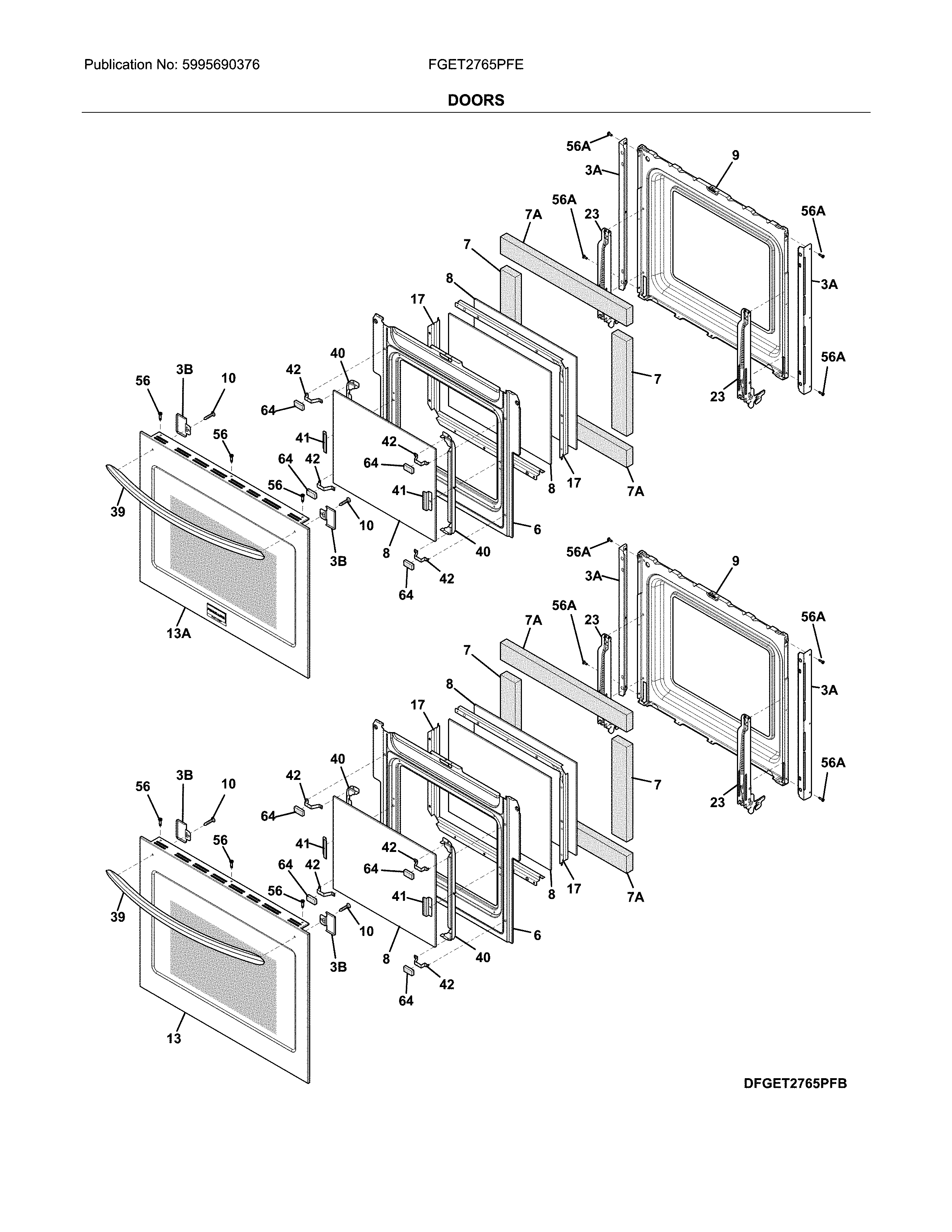 Frigidaire FGET2765PFE doors diagram