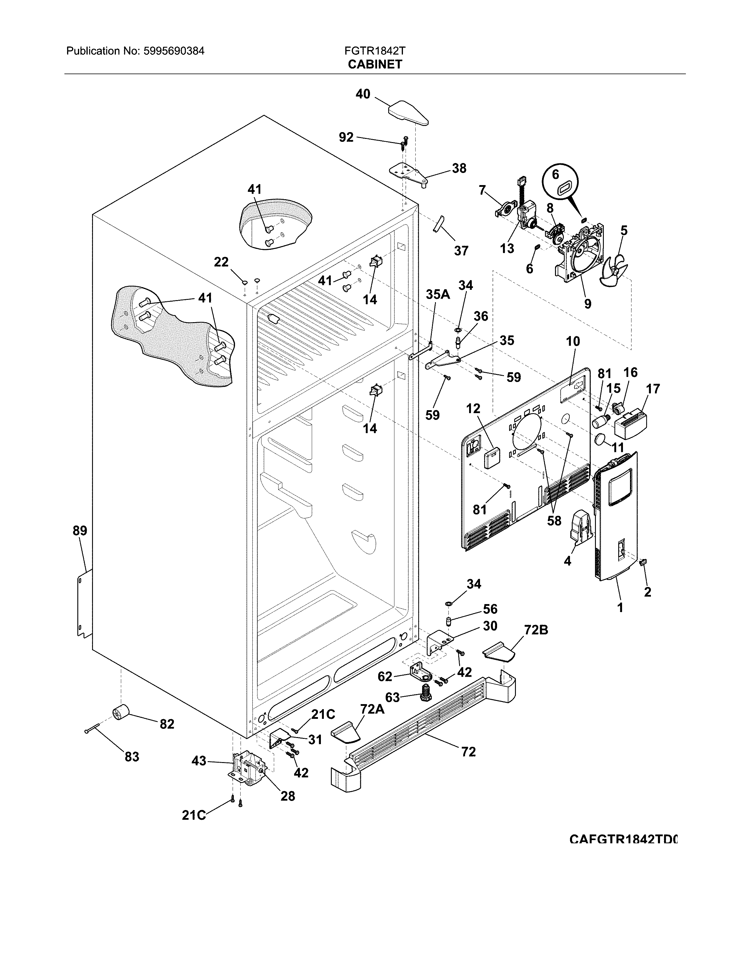 Frigidaire FGTR1842TE0 cabinet diagram