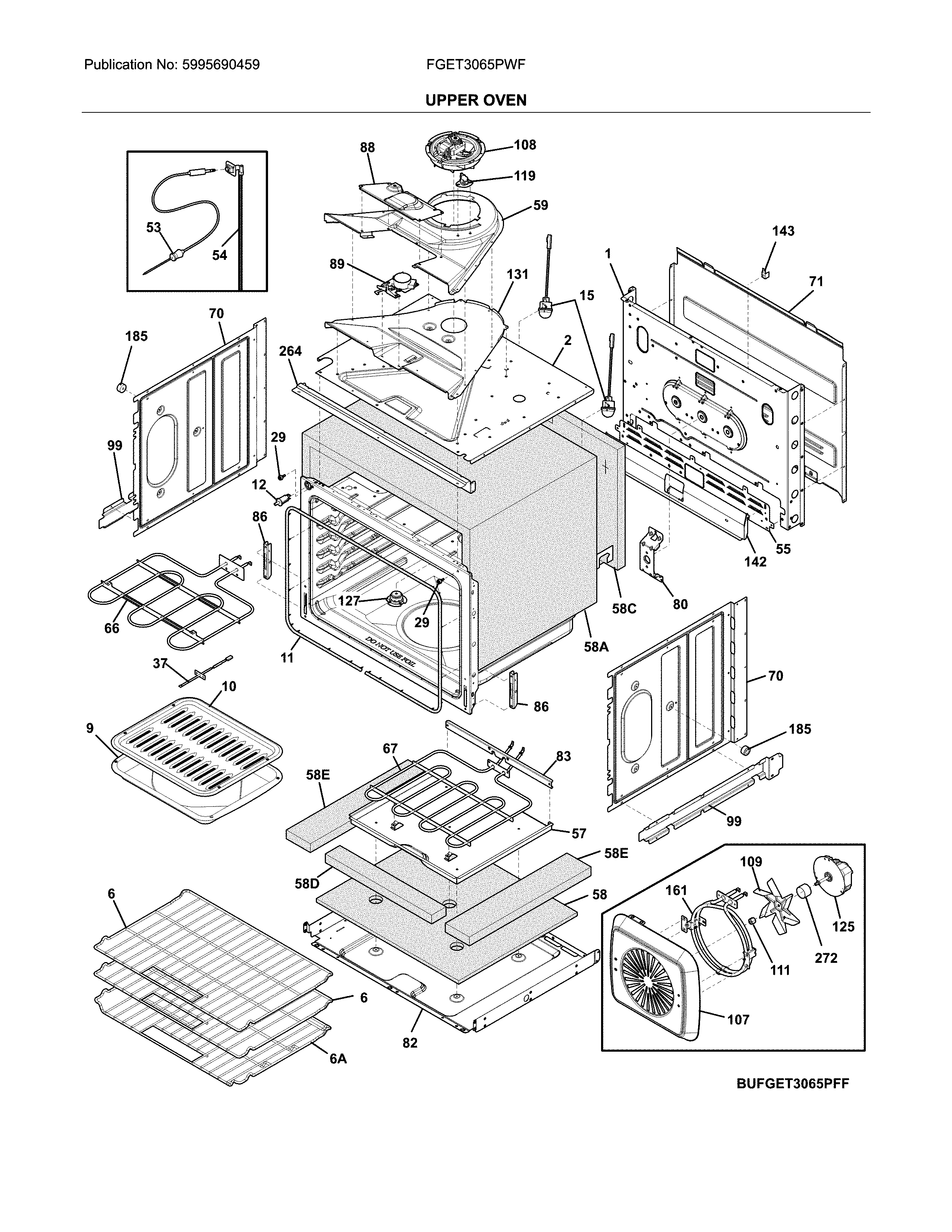 Frigidaire FGET3065PWF upper oven diagram