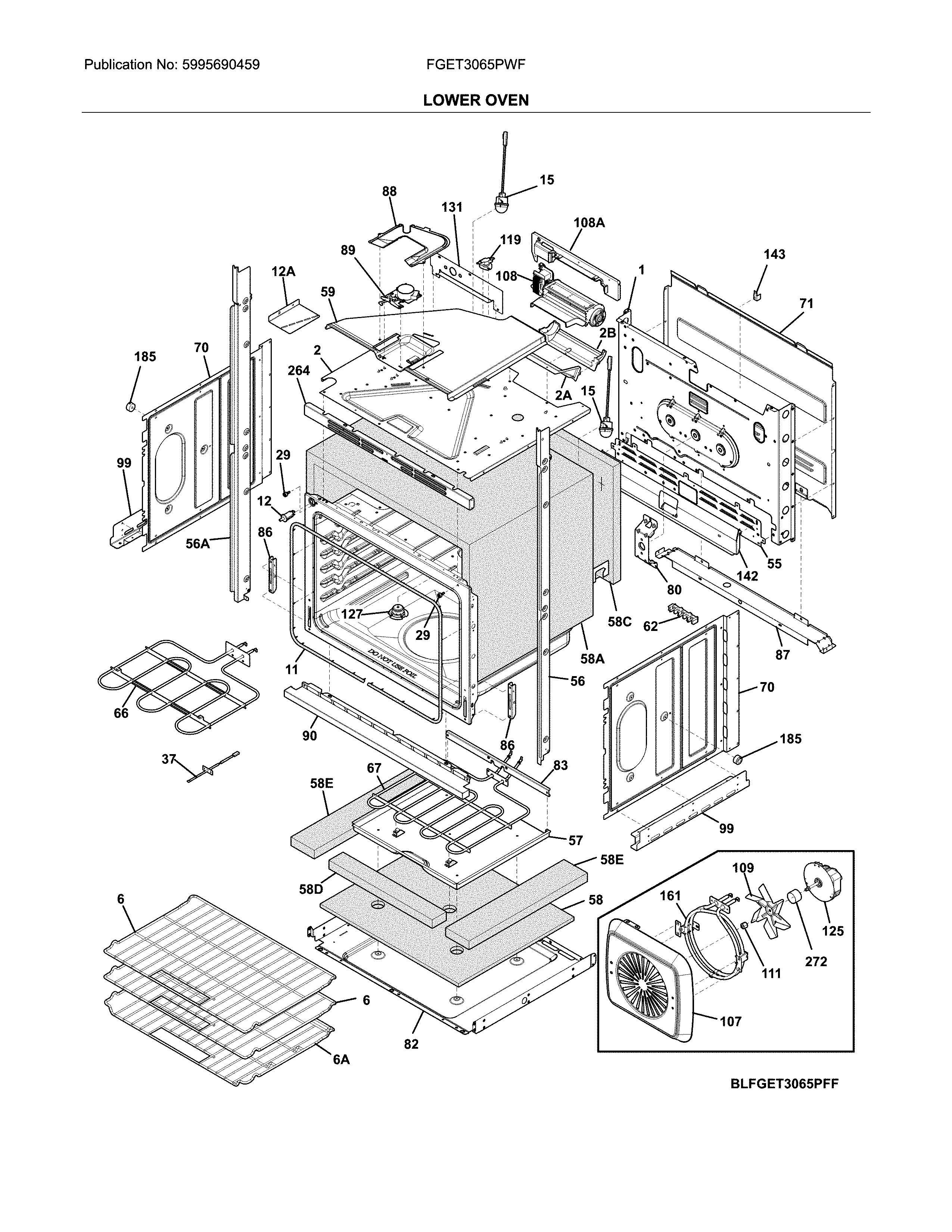 Frigidaire FGET3065PWF lower oven diagram