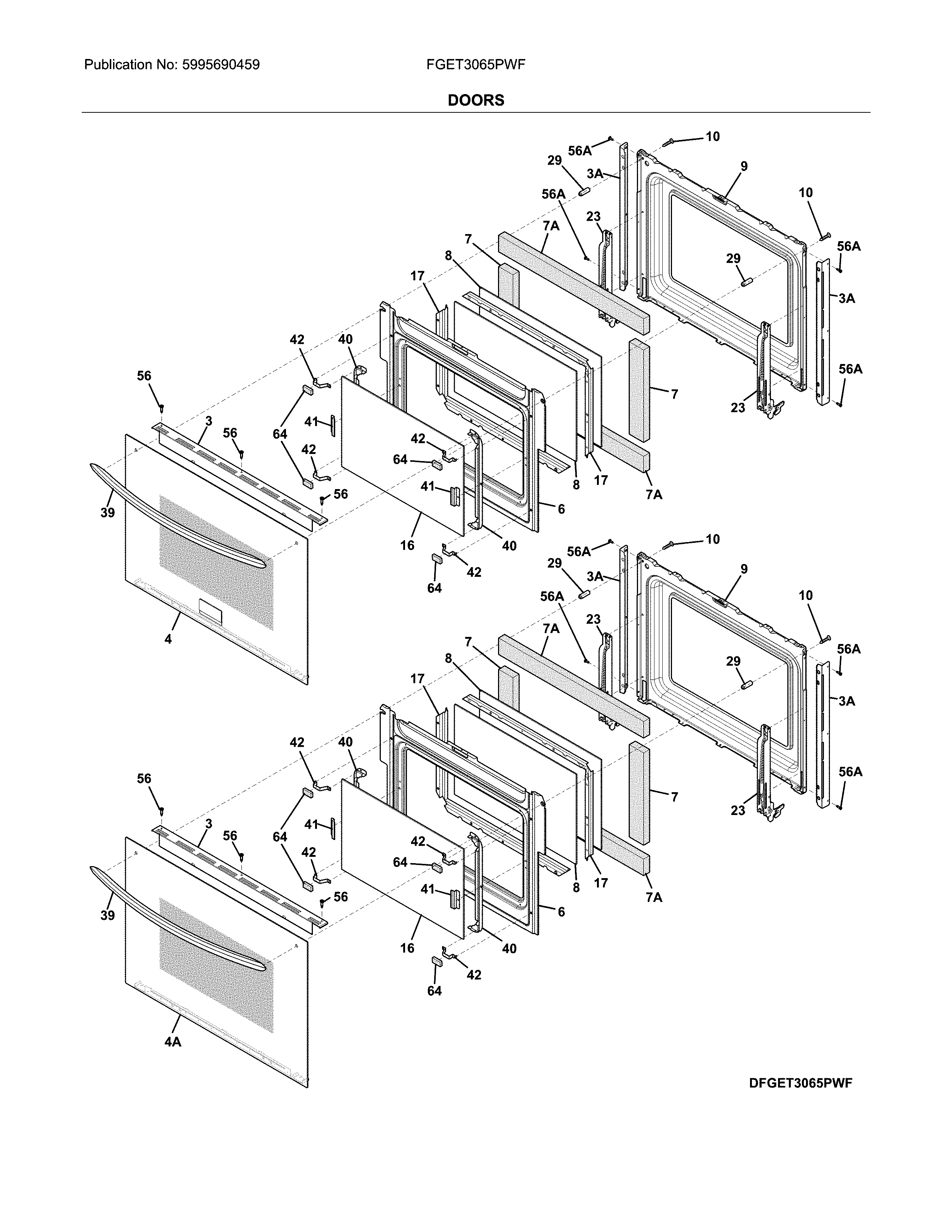 Frigidaire FGET3065PWF doors diagram