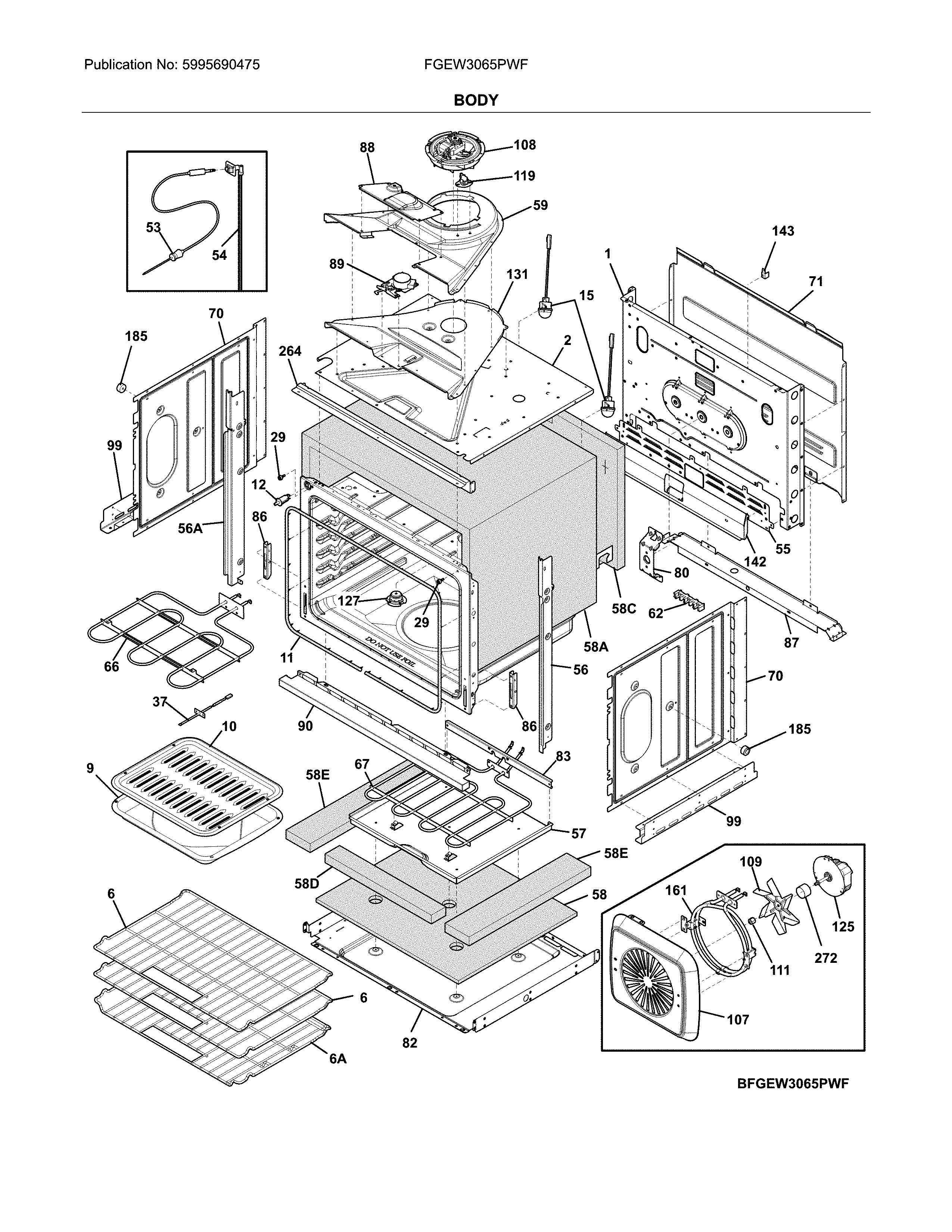 Frigidaire FGEW3065PWF body diagram