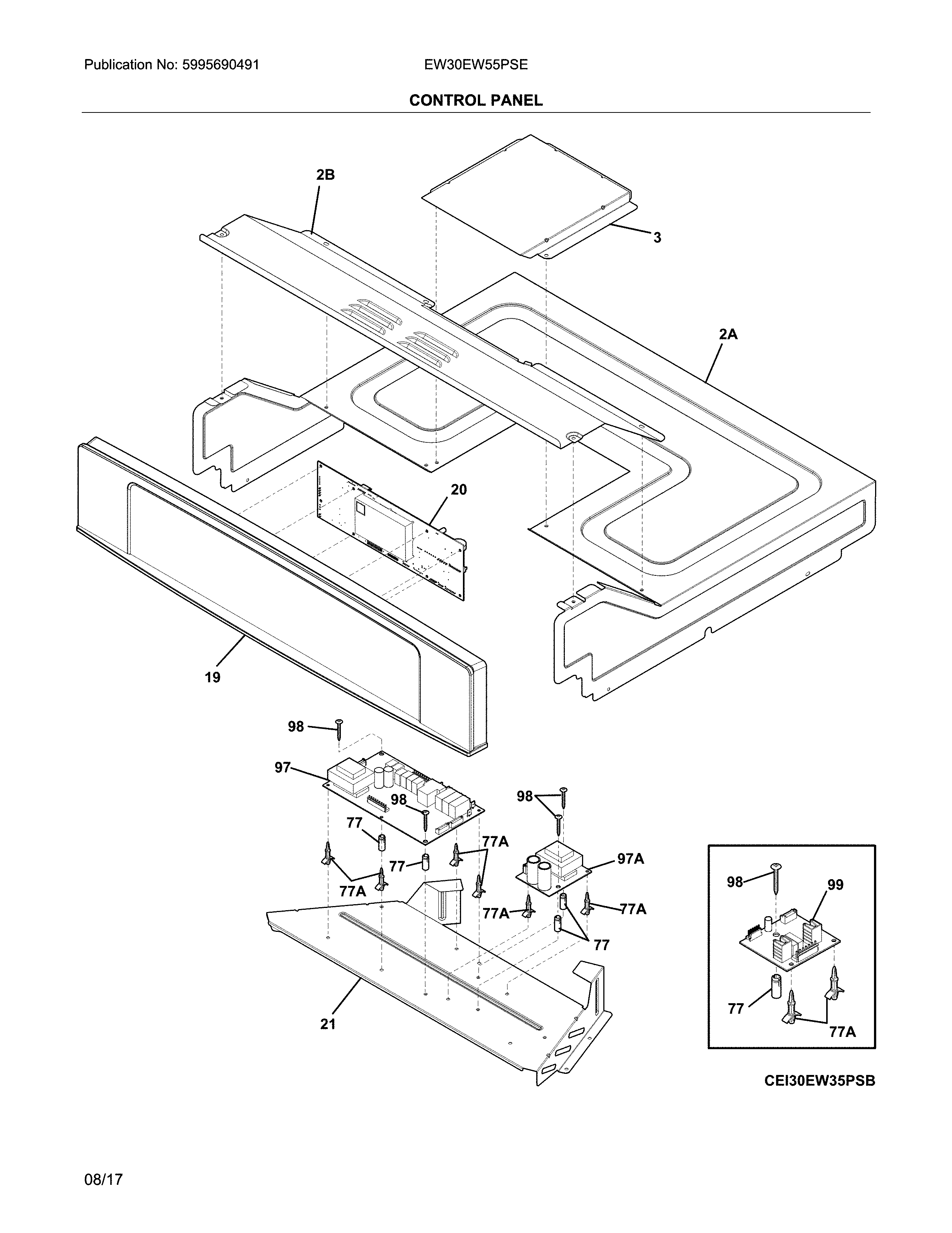 Electrolux EW30EW55PSE control panel diagram