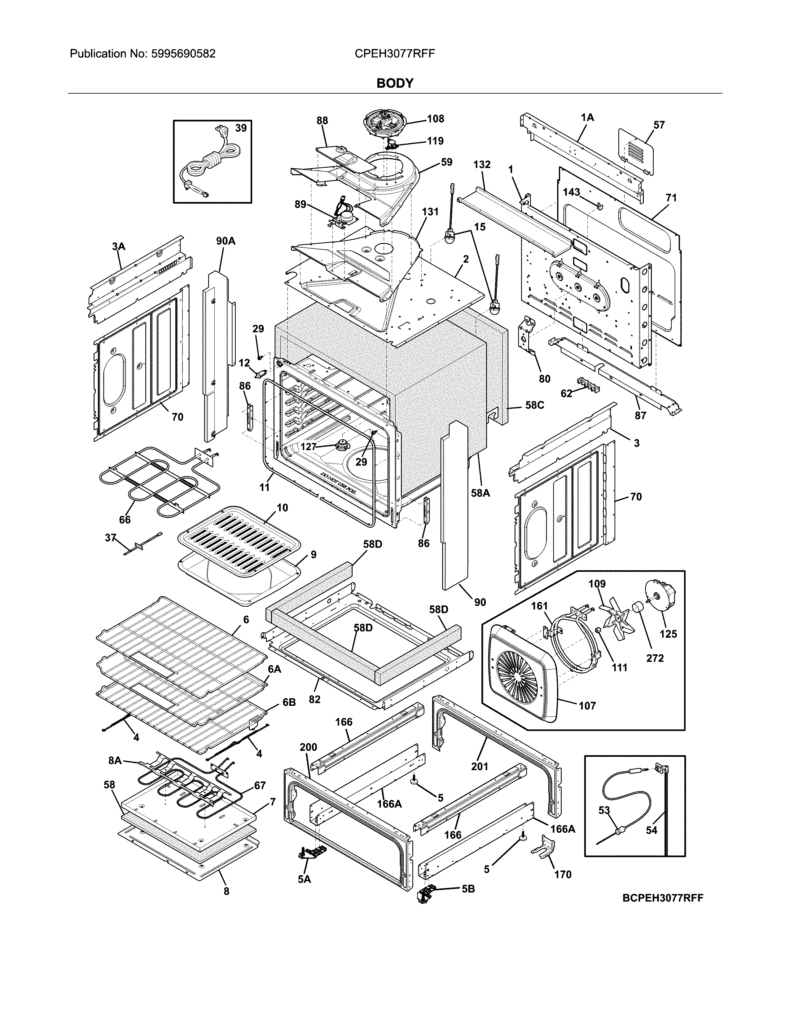 Frigidaire CPEH3077RFF body diagram