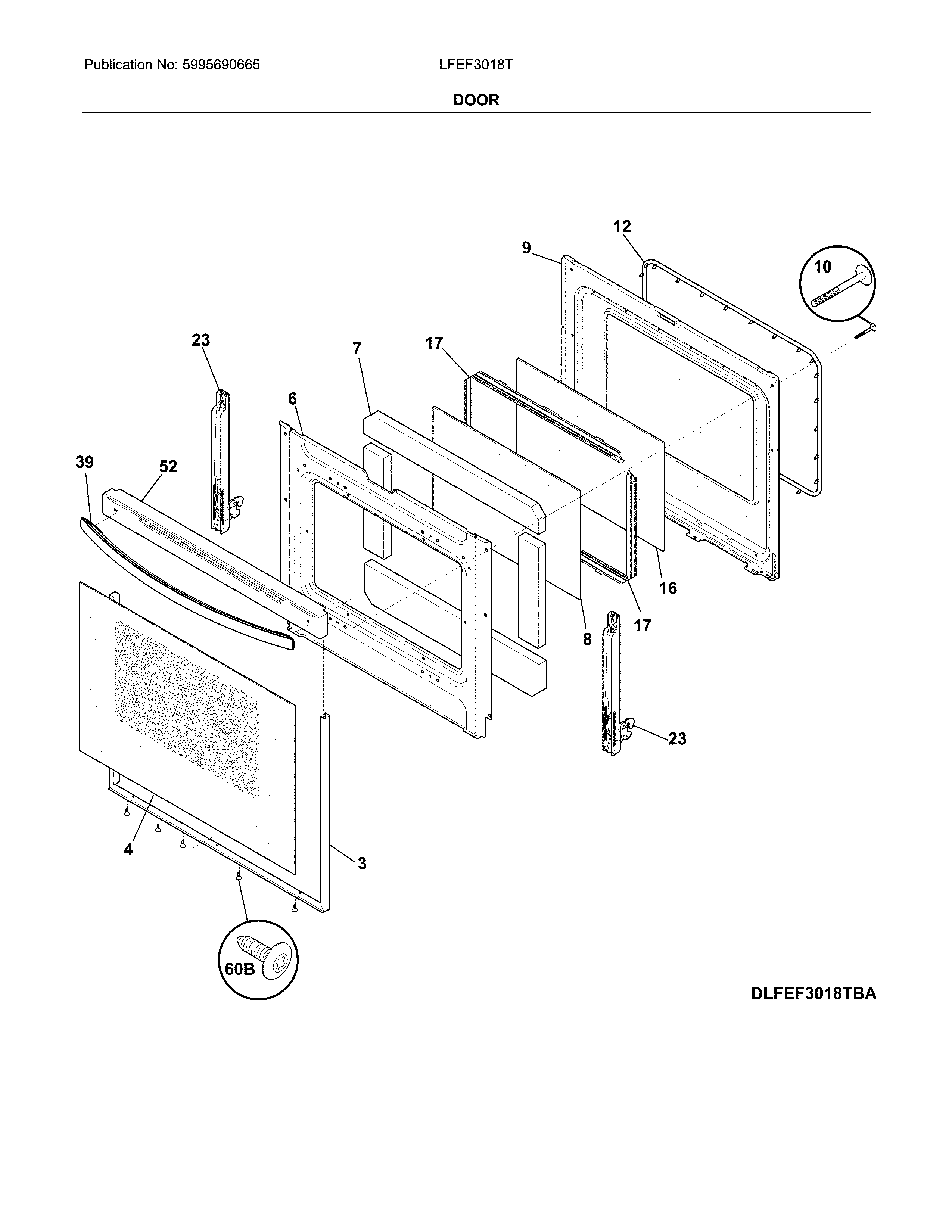 Frigidaire LFEF3018TBC door diagram