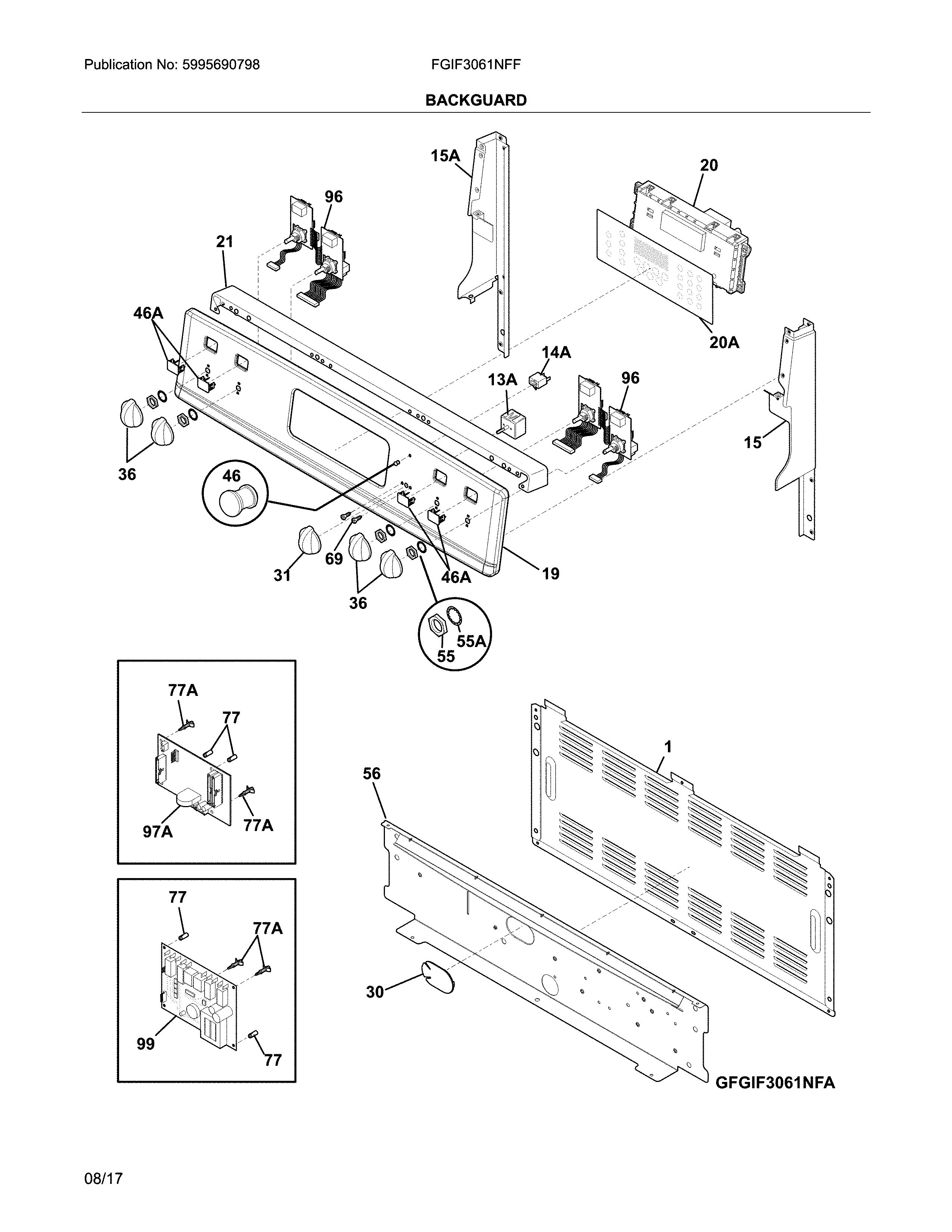 Frigidaire FGIF3061NFF backguard diagram