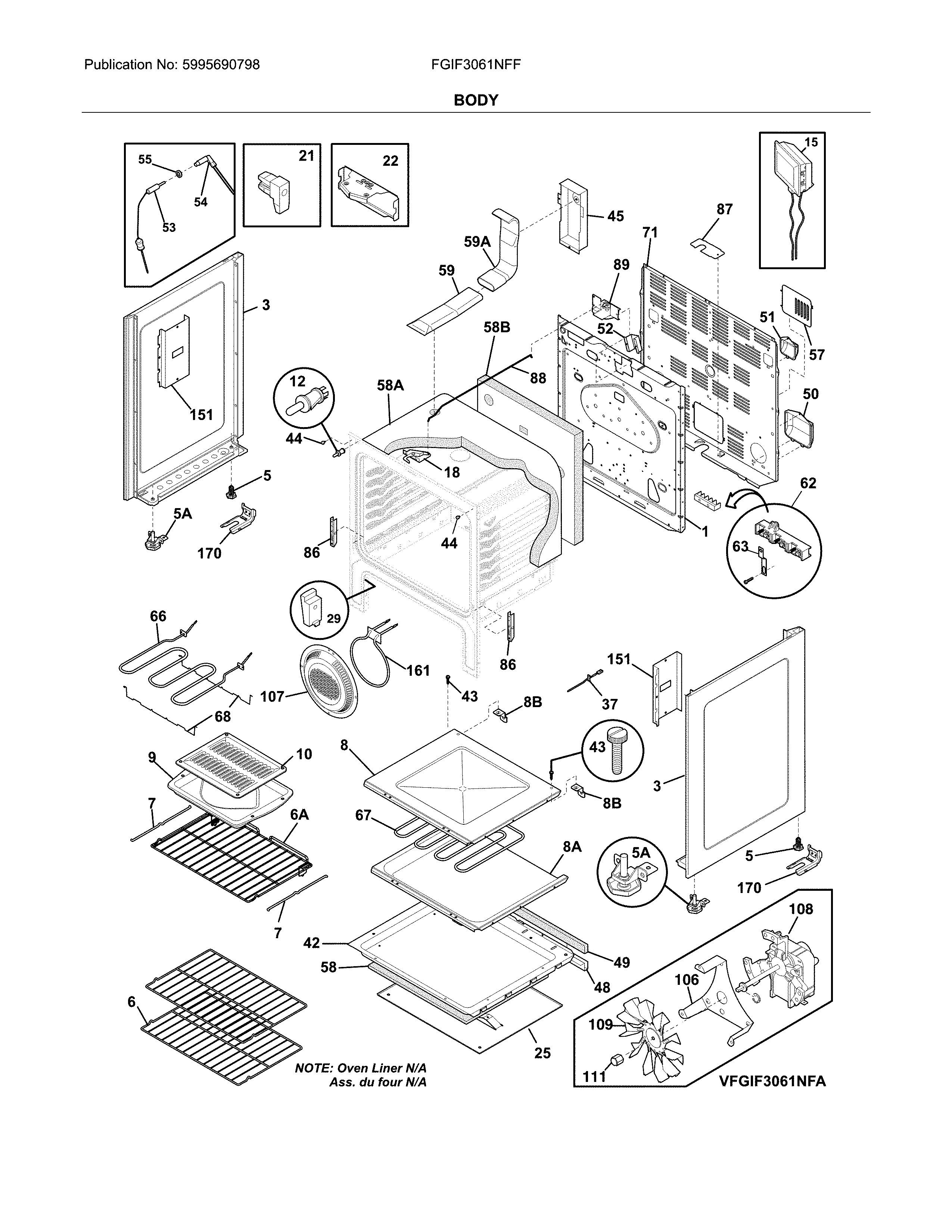 Frigidaire FGIF3061NFF body diagram