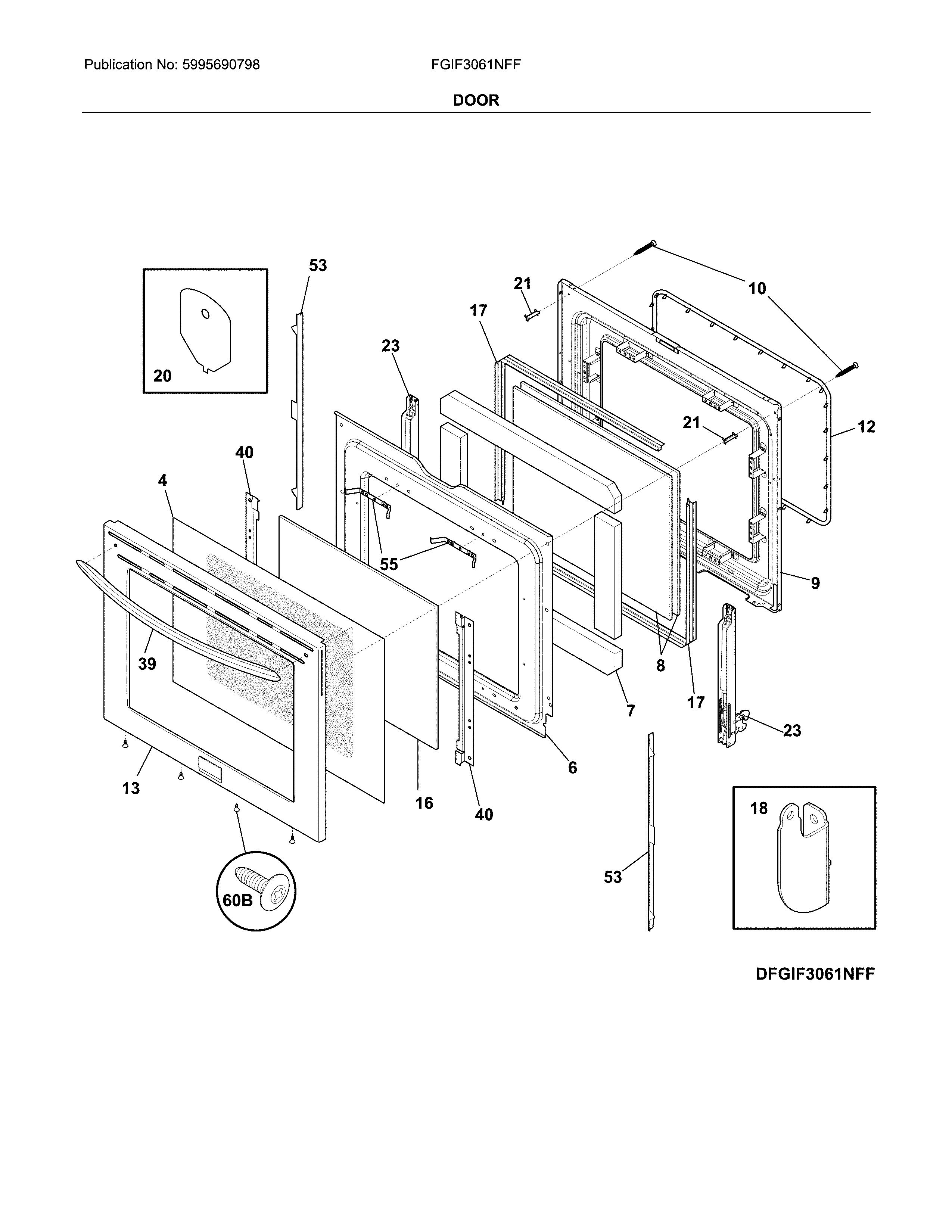 Frigidaire FGIF3061NFF door diagram