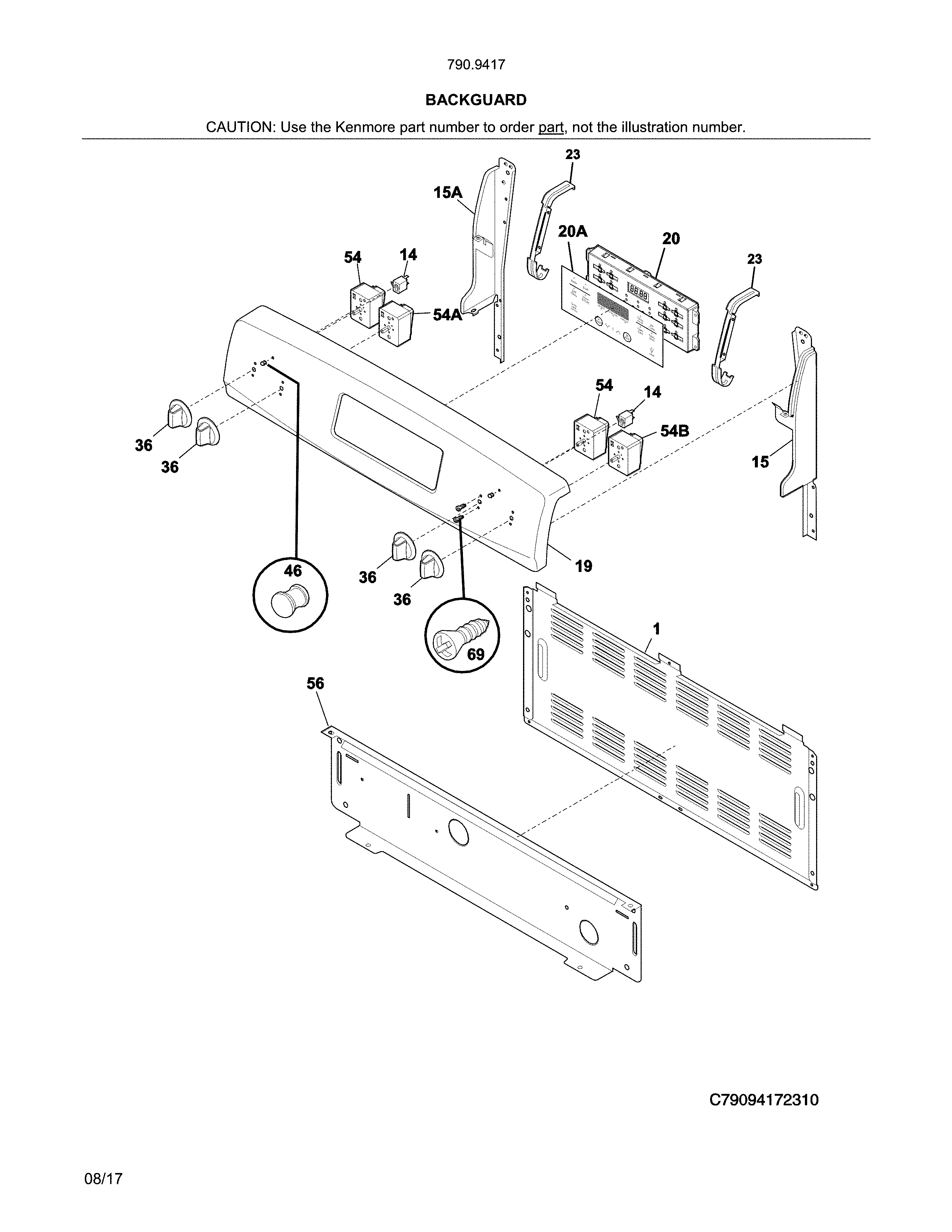 Kenmore 79094172313 backguard diagram