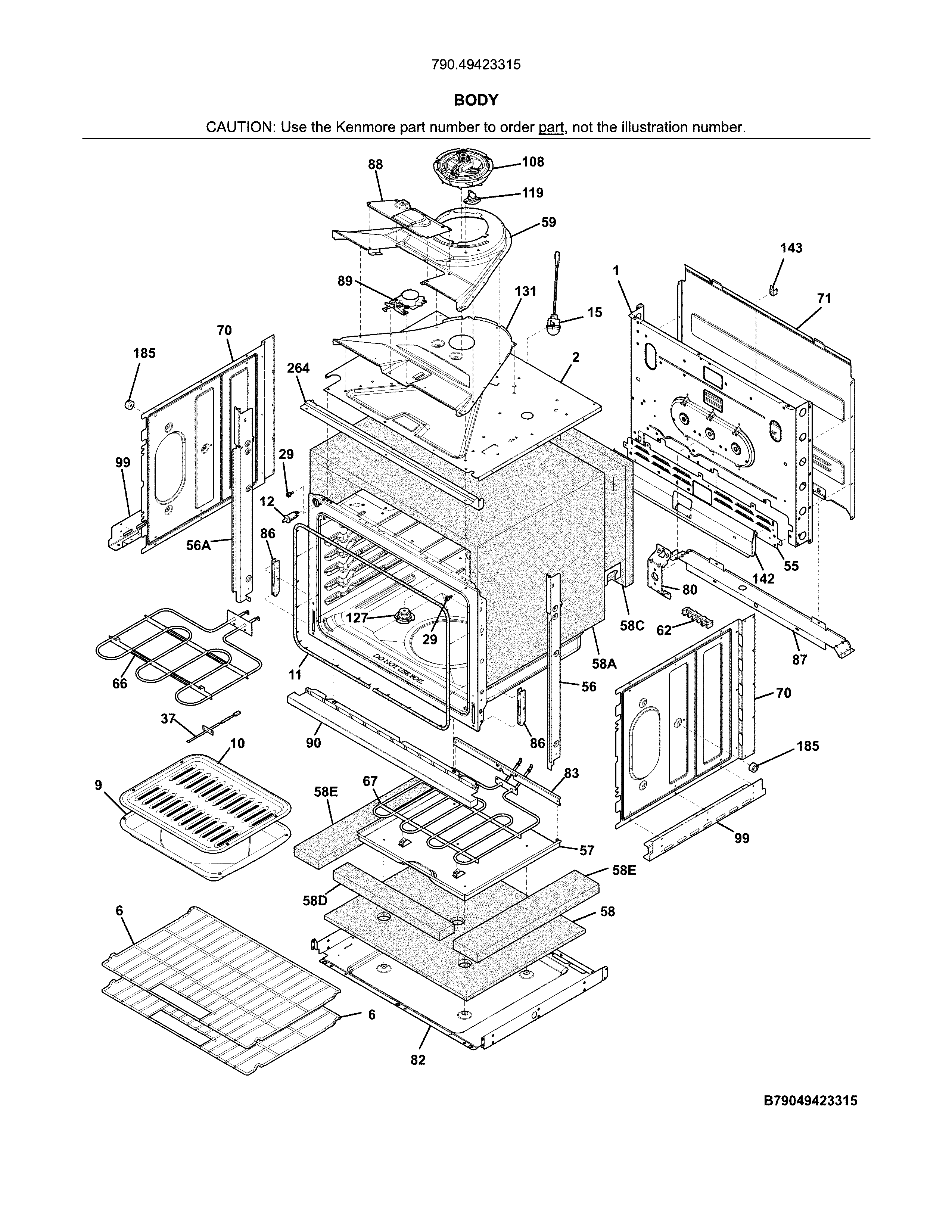 Kenmore 79049423315 body diagram