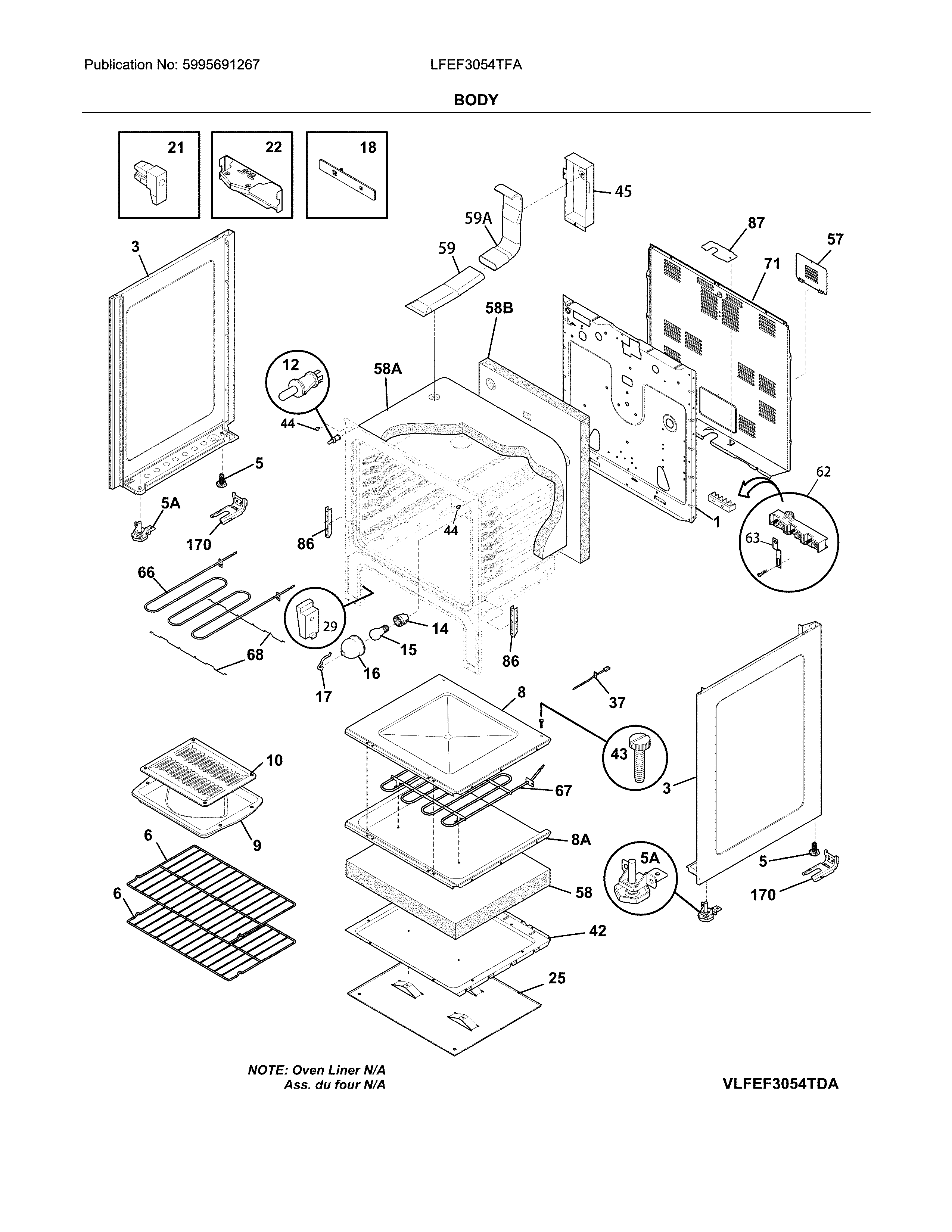 Frigidaire LFEF3054TFA body diagram