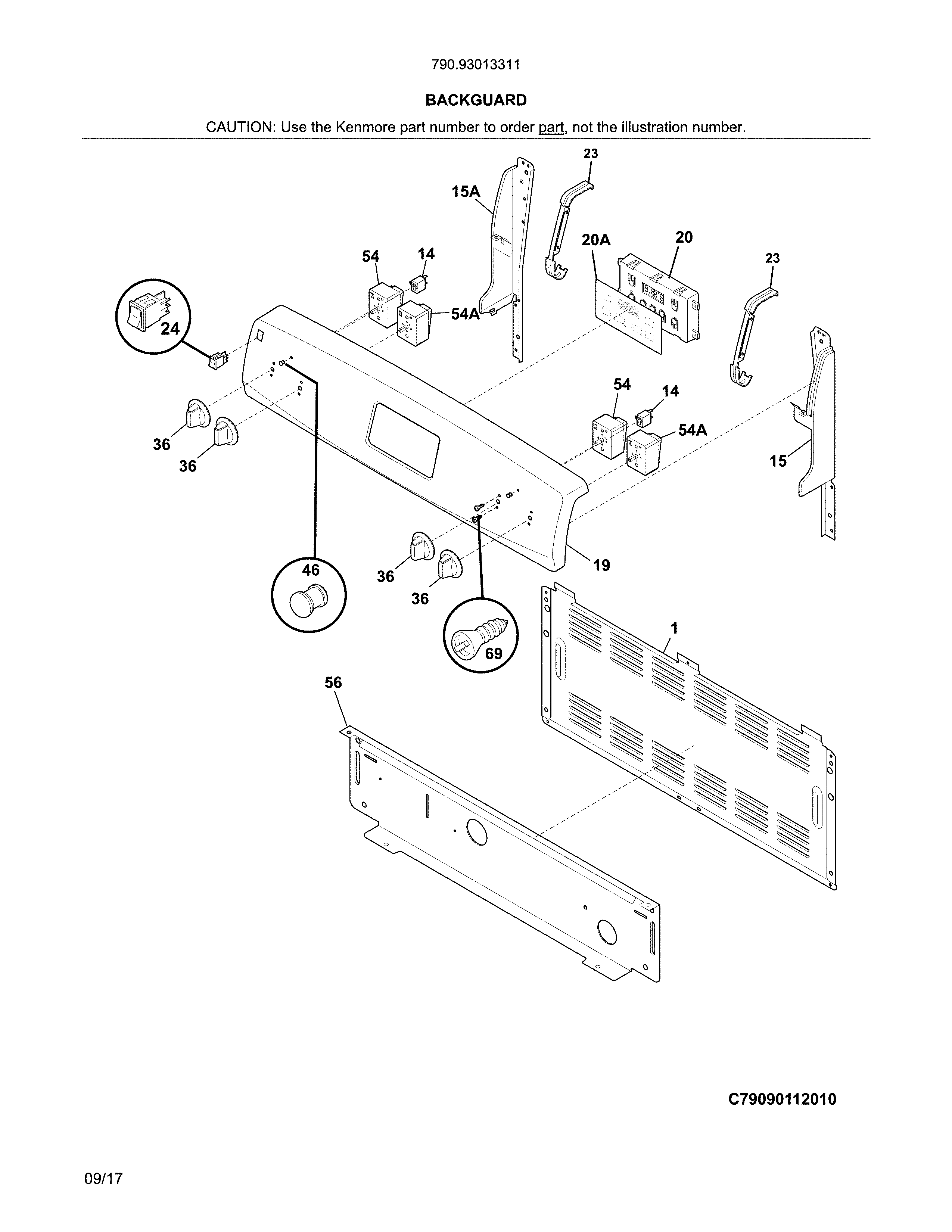Kenmore 79093013311 backguard diagram