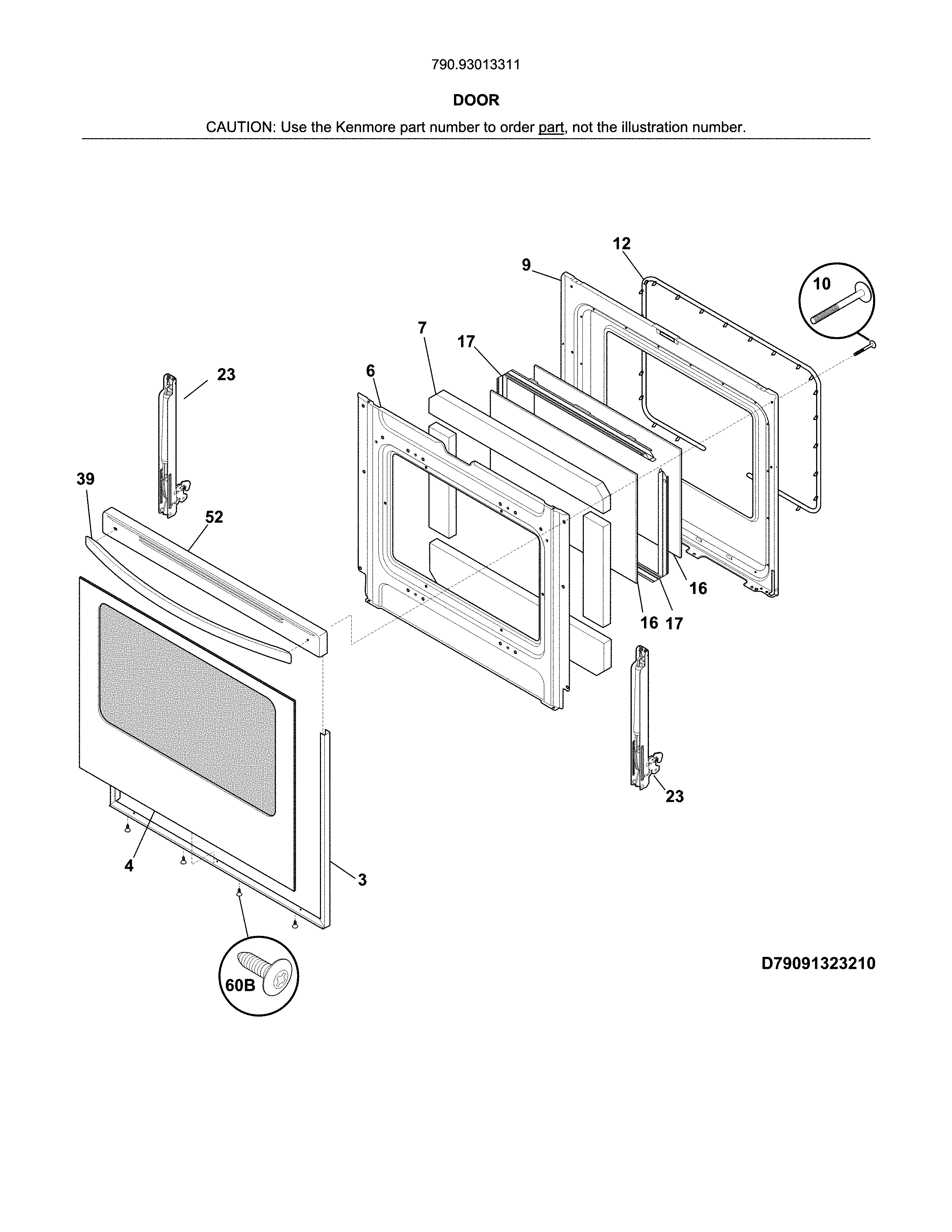 Kenmore 79093013311 door diagram