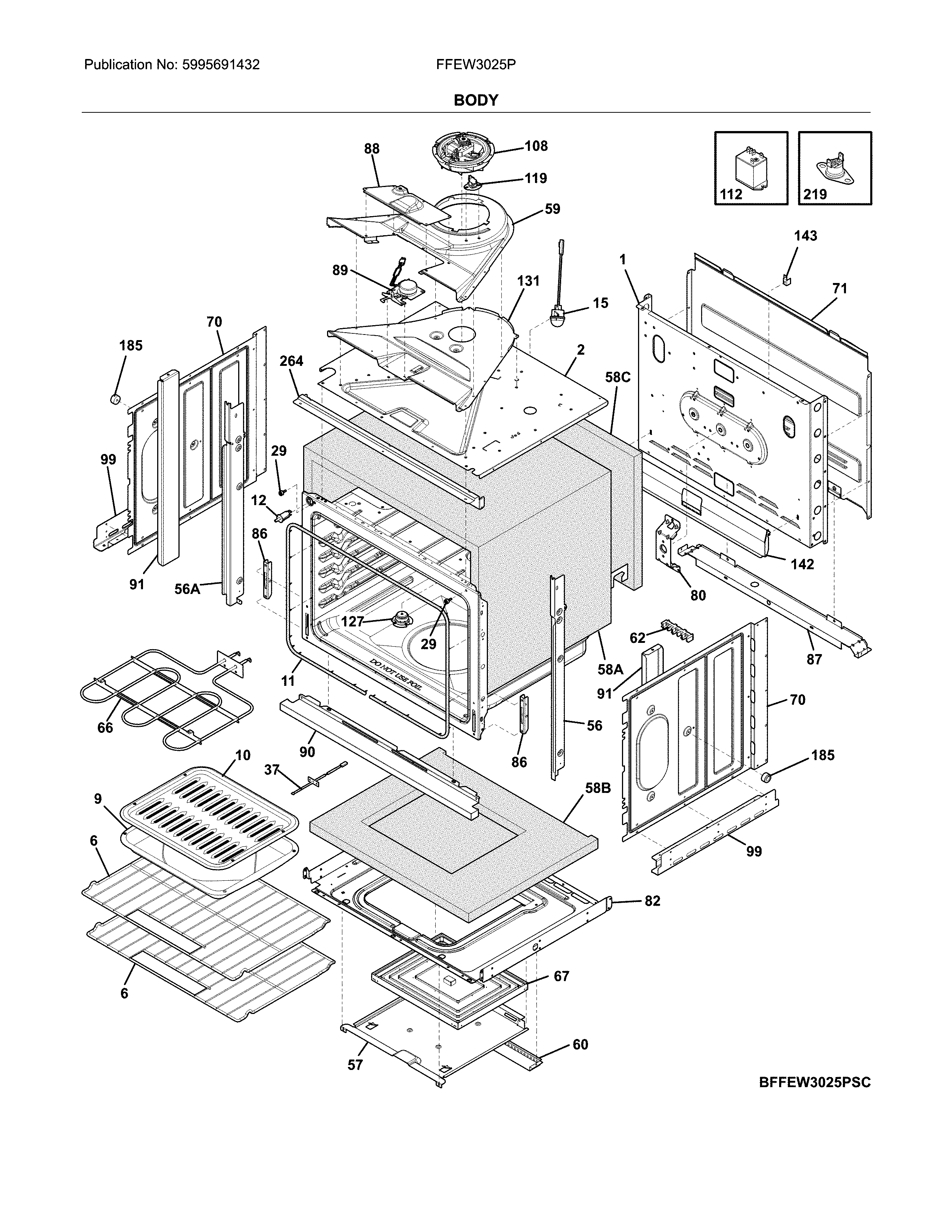 Frigidaire FFEW3025PWD body diagram