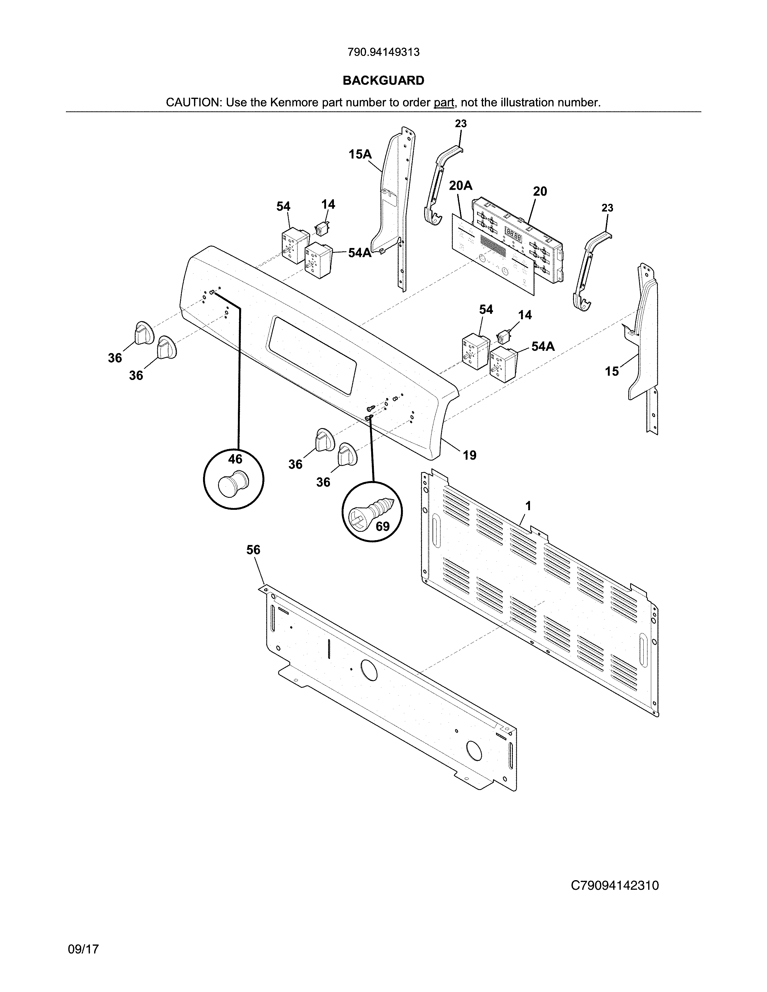 Kenmore 79094149313 backguard diagram