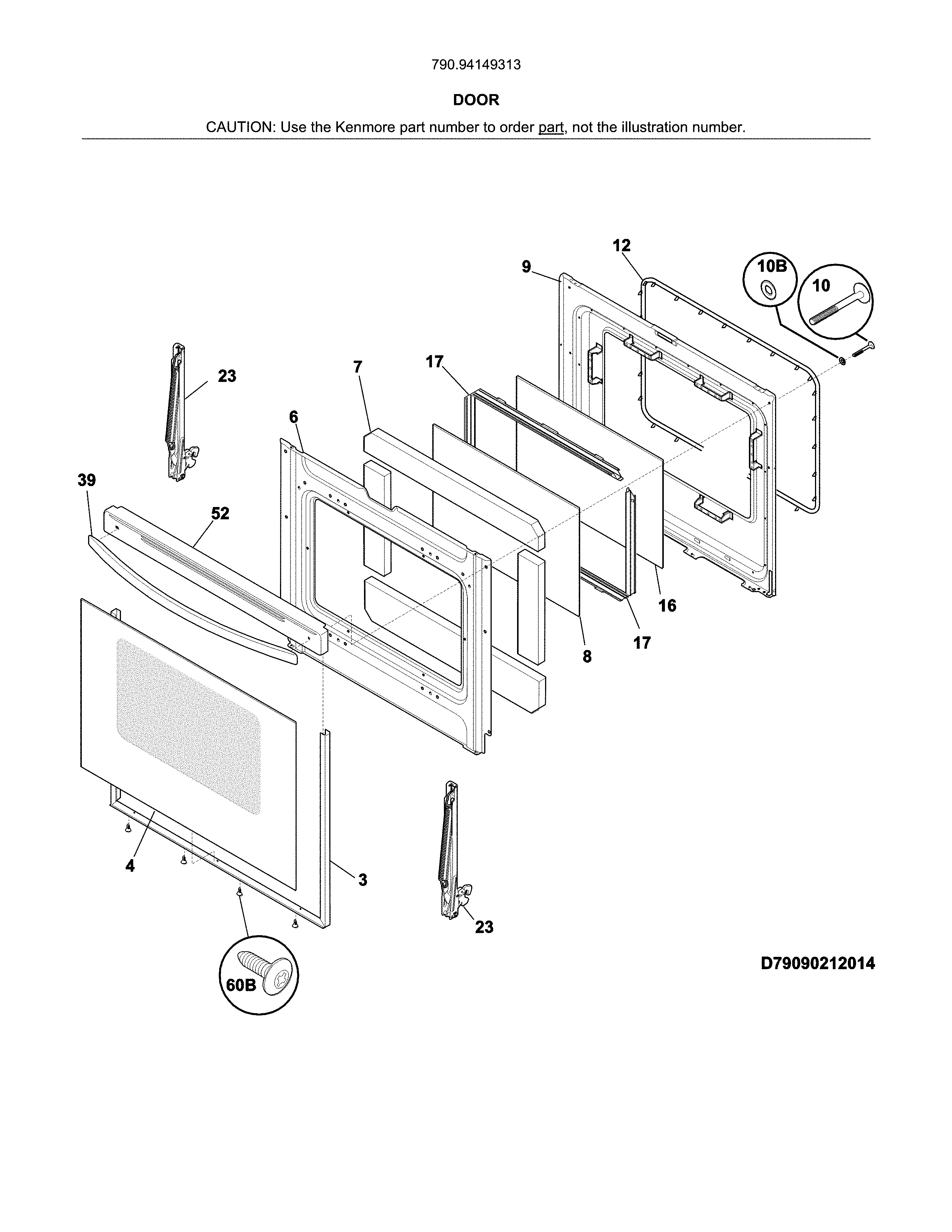 Kenmore 79094149313 door diagram