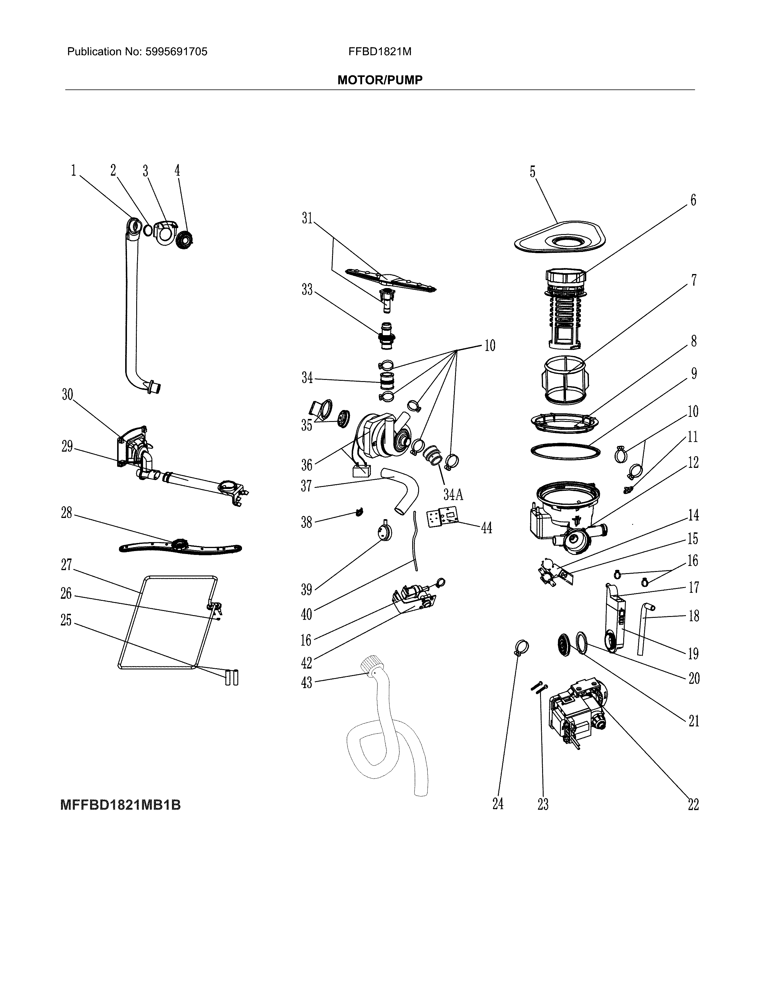 Frigidaire FFBD1821MB1B motor/pump diagram