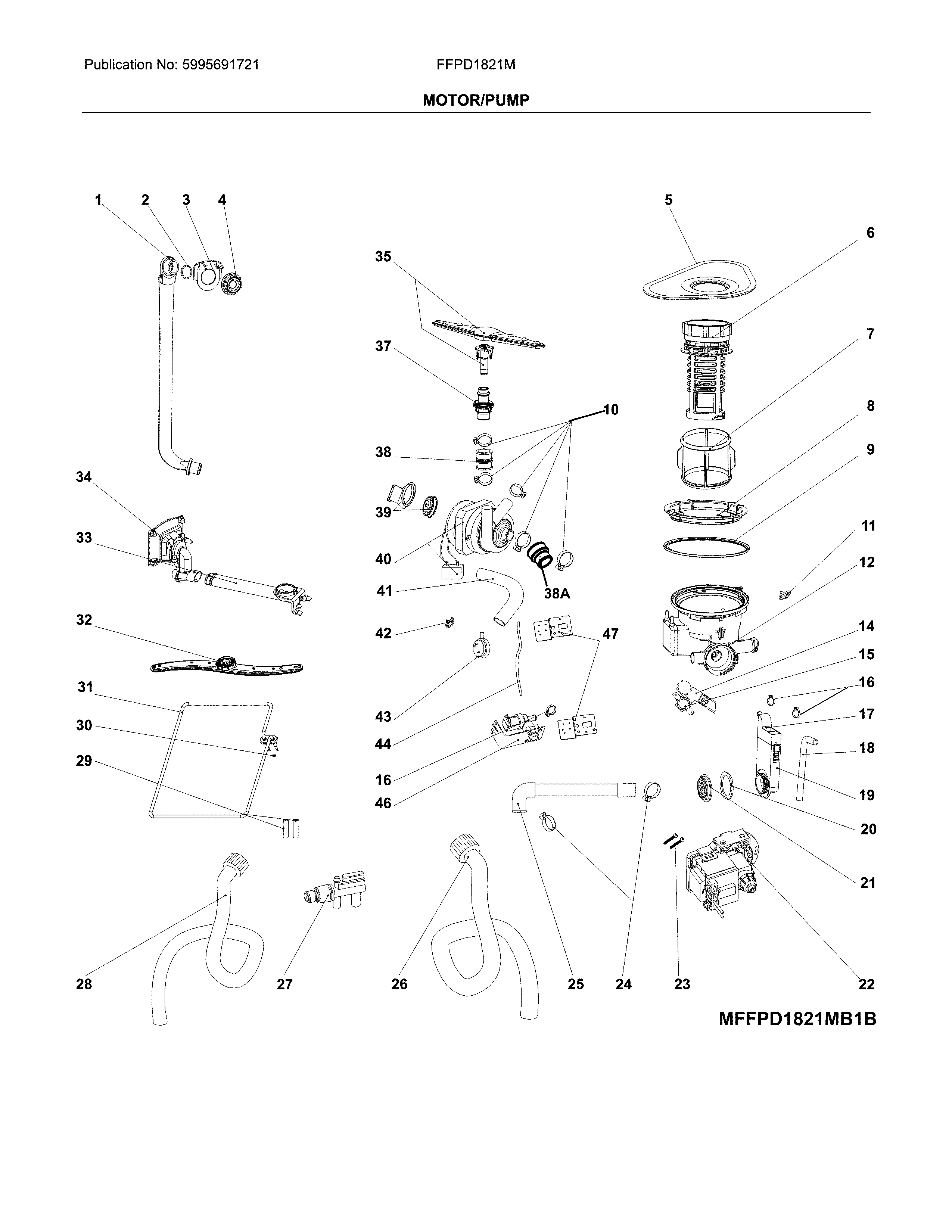 Frigidaire FFPD1821MW1B motor/pump diagram