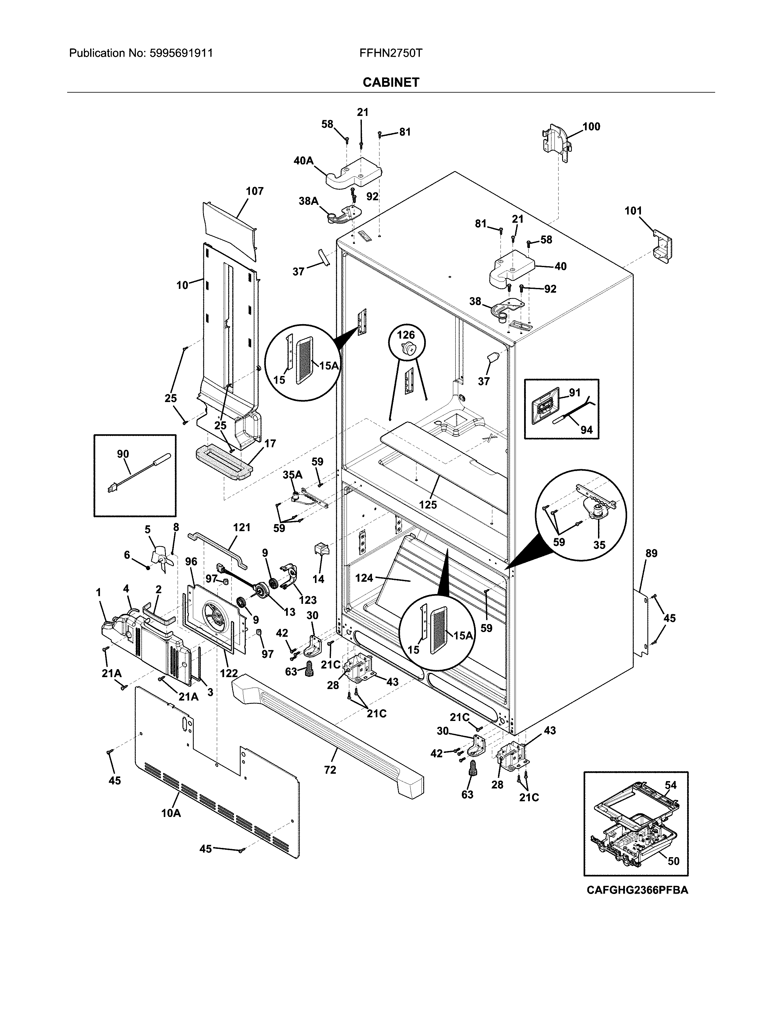 Frigidaire FFHN2750TD1 cabinet diagram
