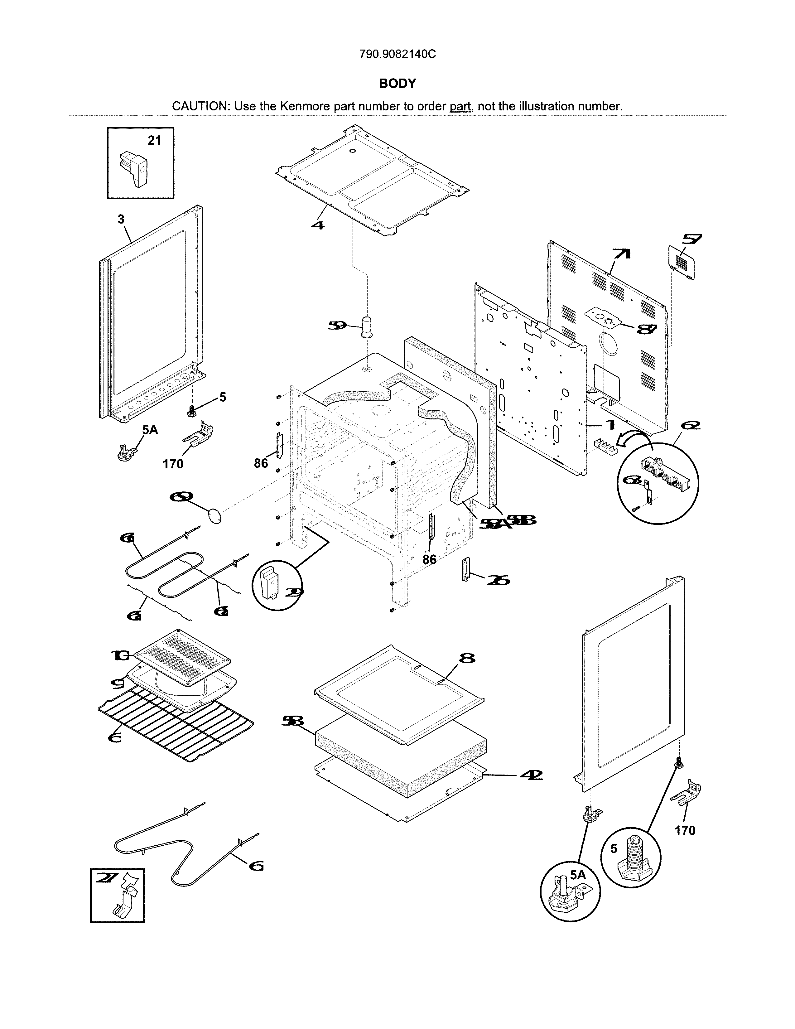Kenmore 7909082140C body diagram