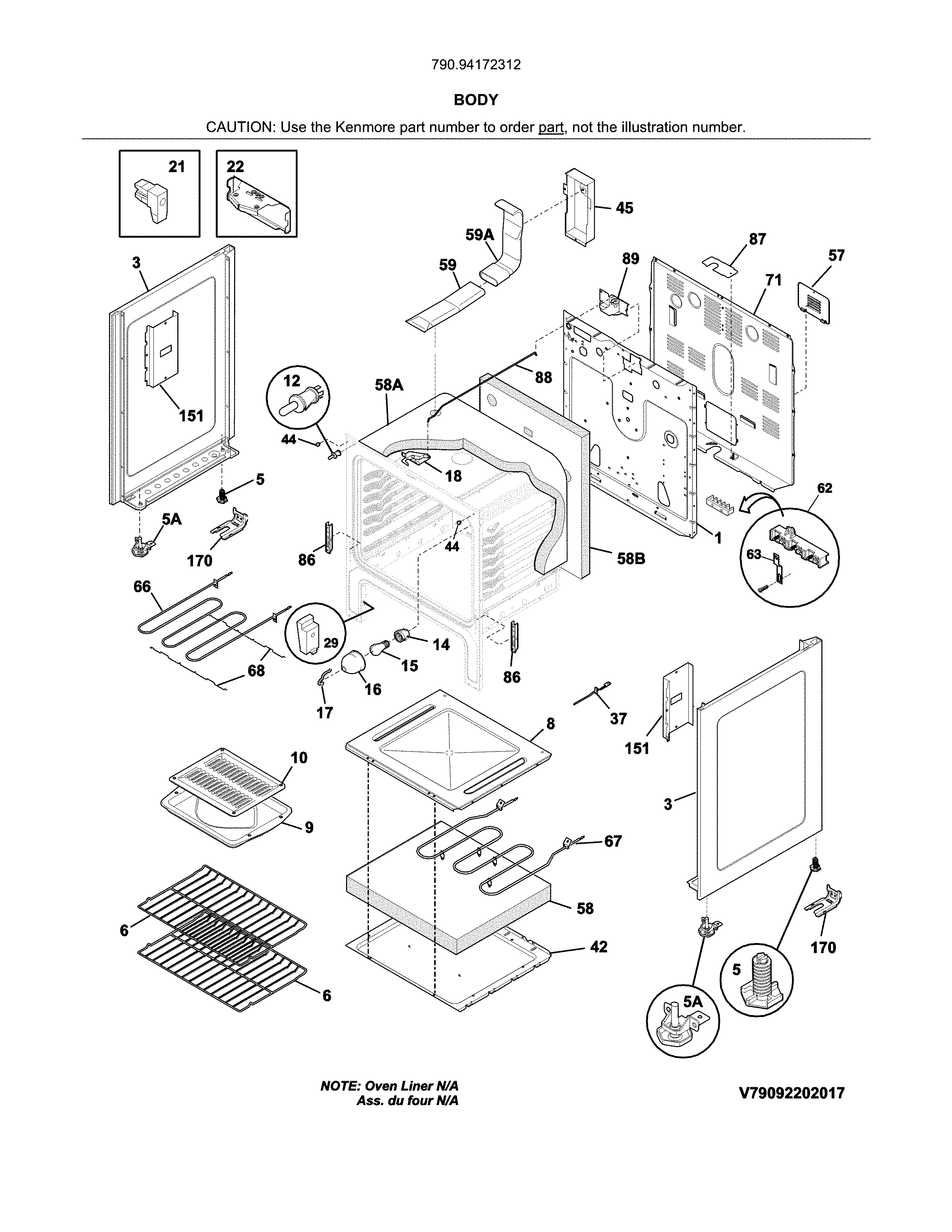 Kenmore 79094172312 body diagram
