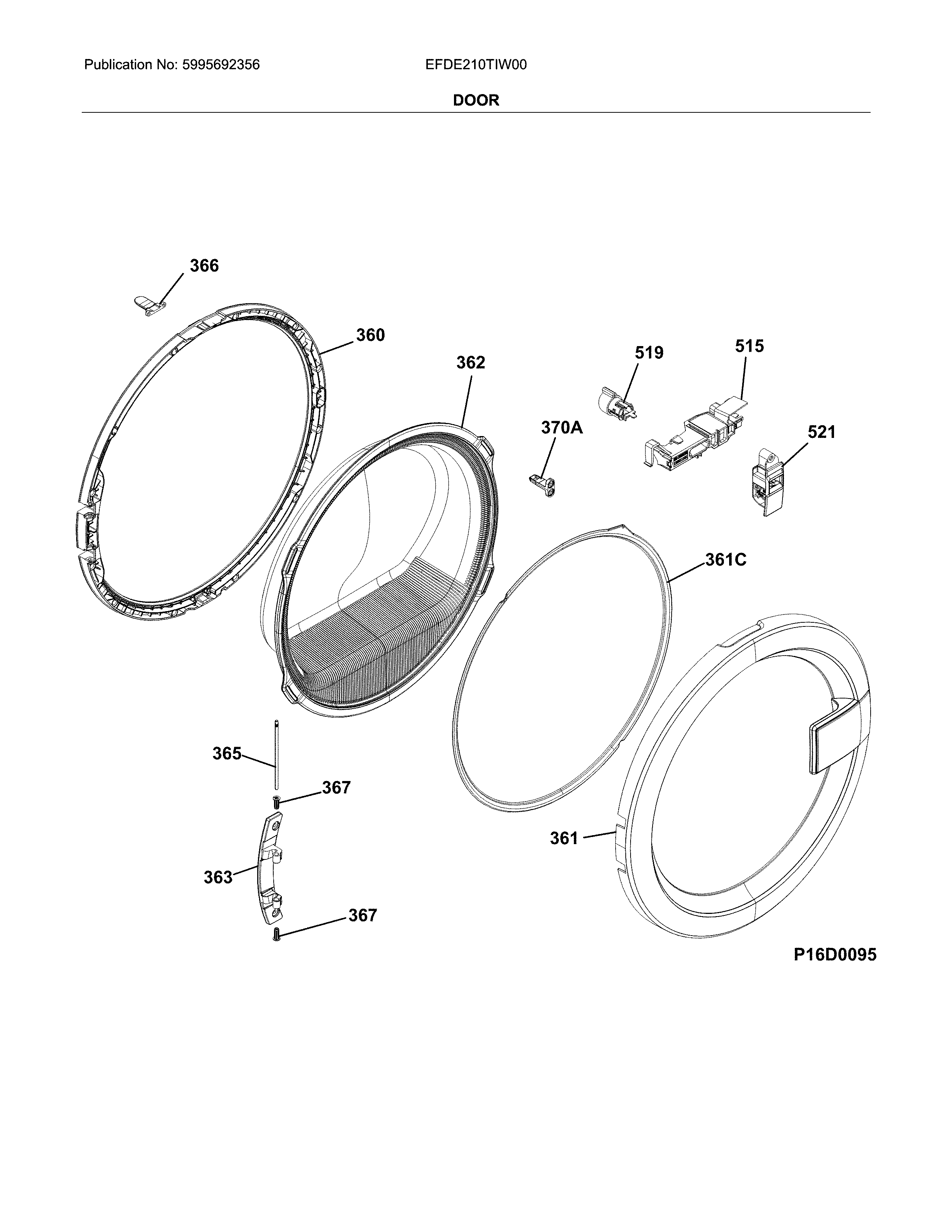 Electrolux EFDE210TIW00 door diagram