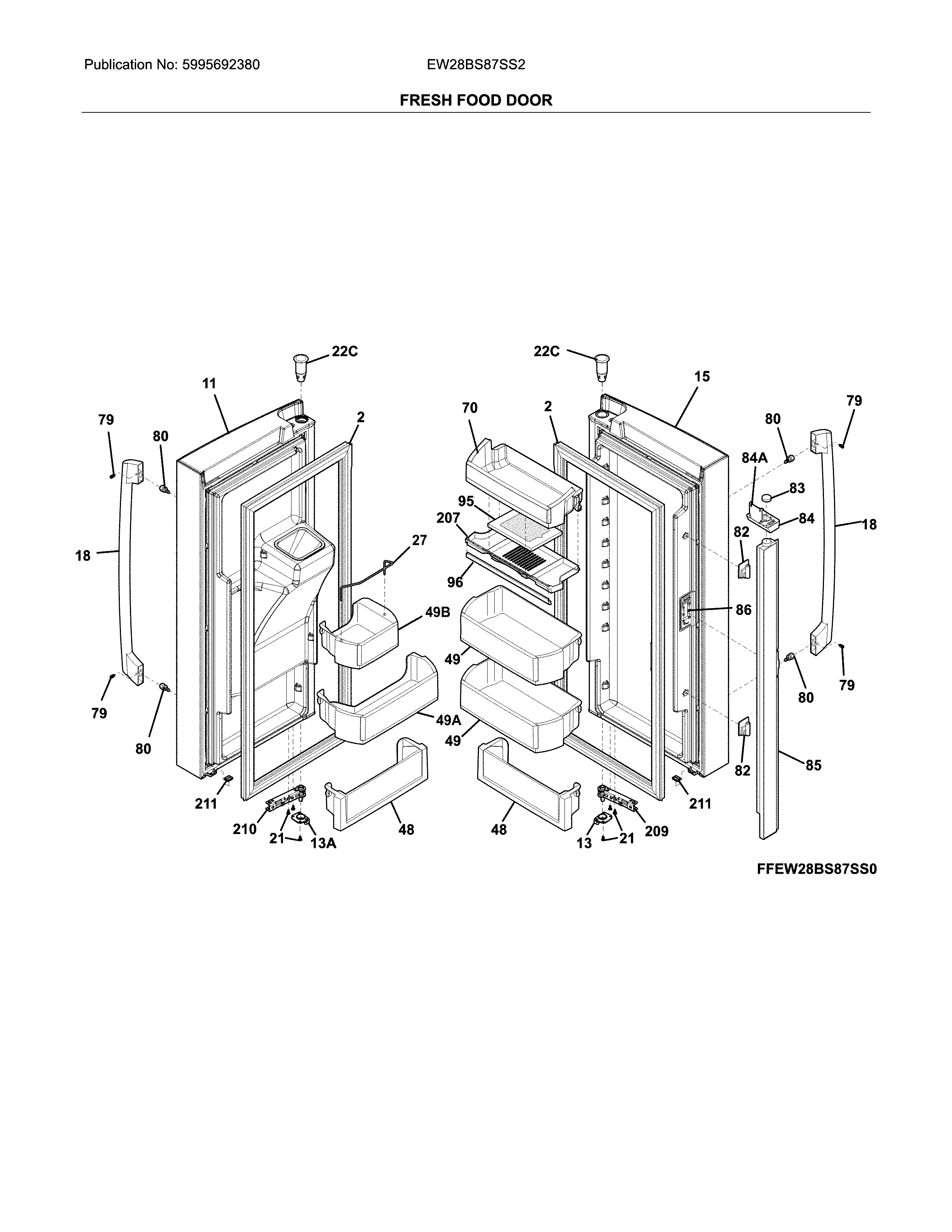 Electrolux EW28BS87SS2 fresh food door diagram