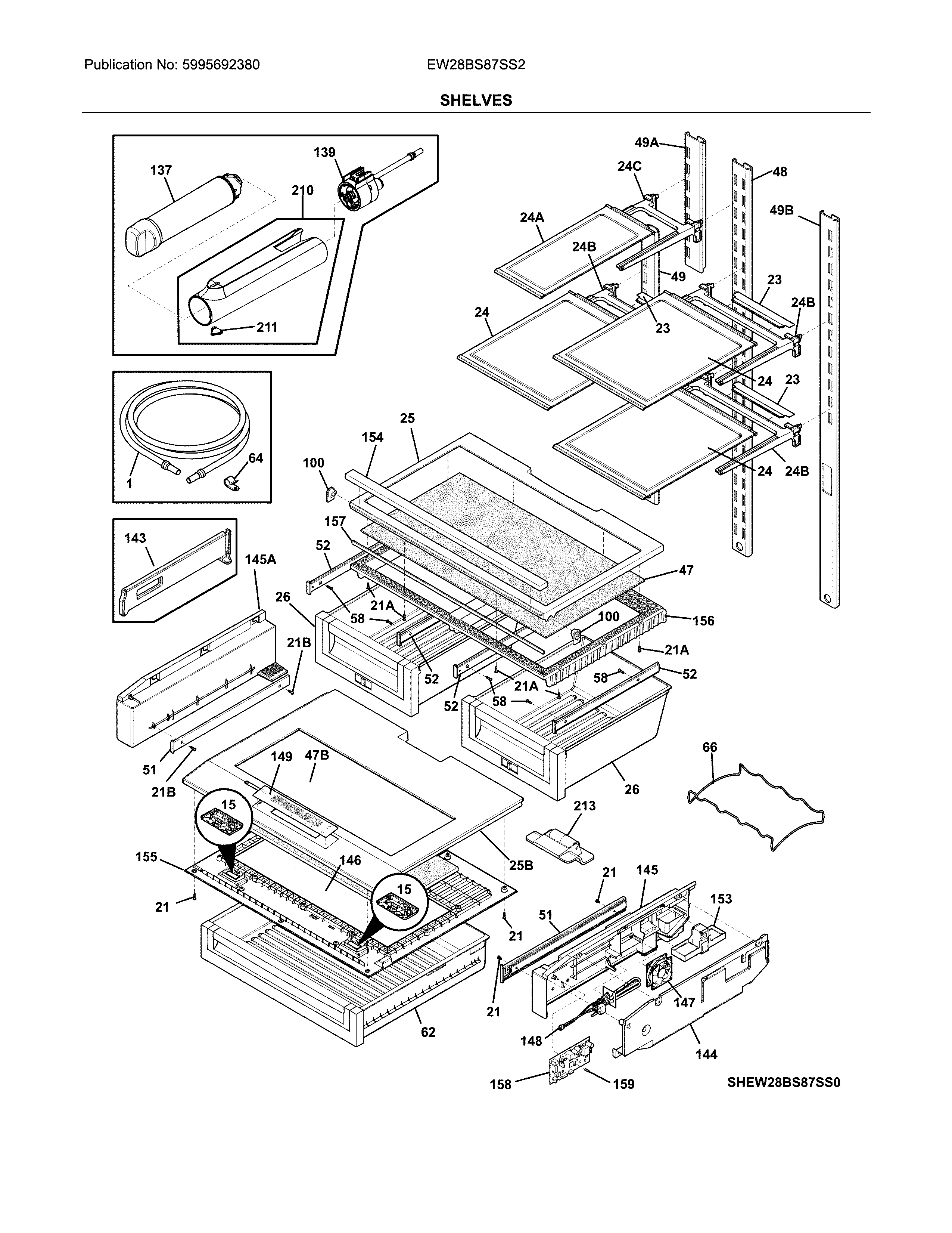 Electrolux EW28BS87SS2 shelves diagram