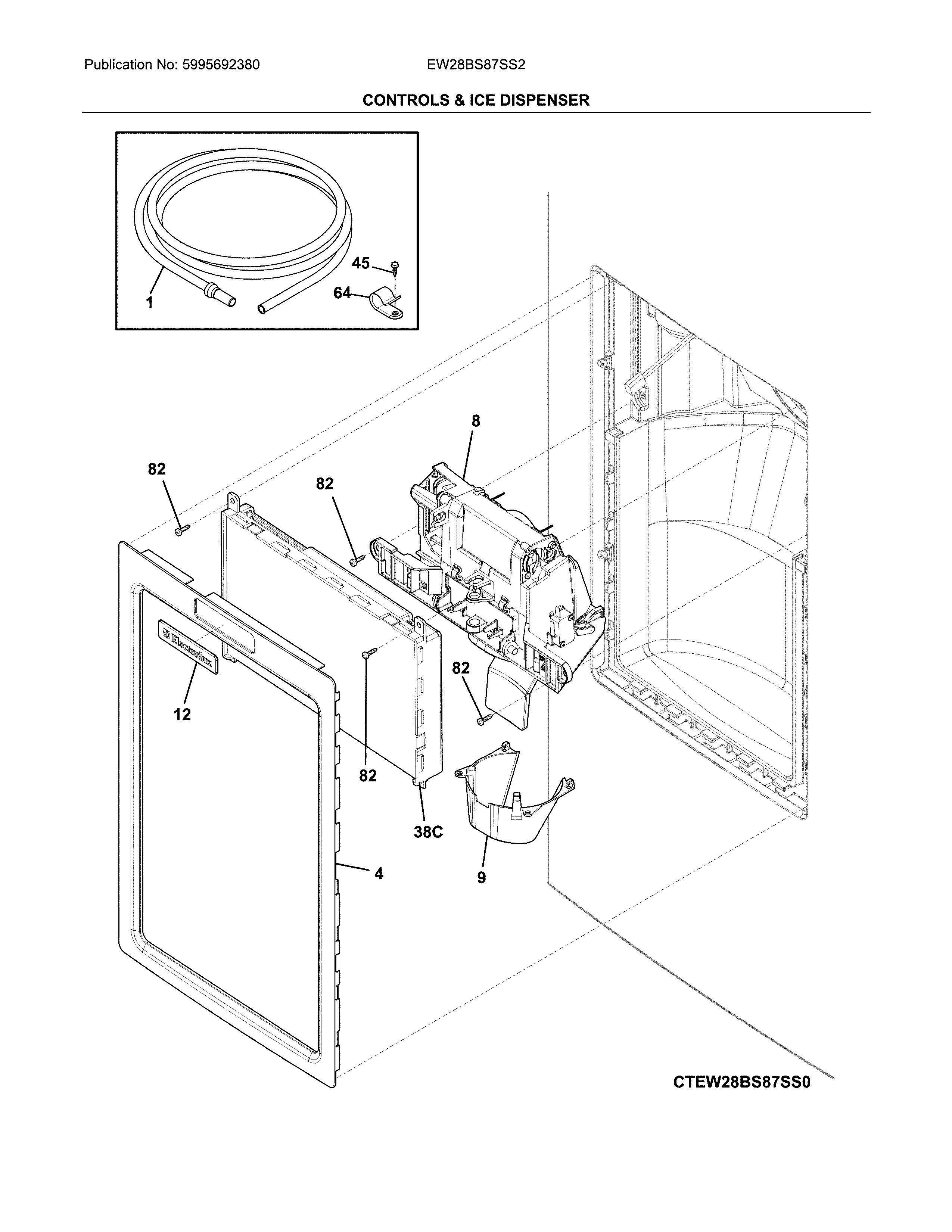 Electrolux EW28BS87SS2 dispenser diagram