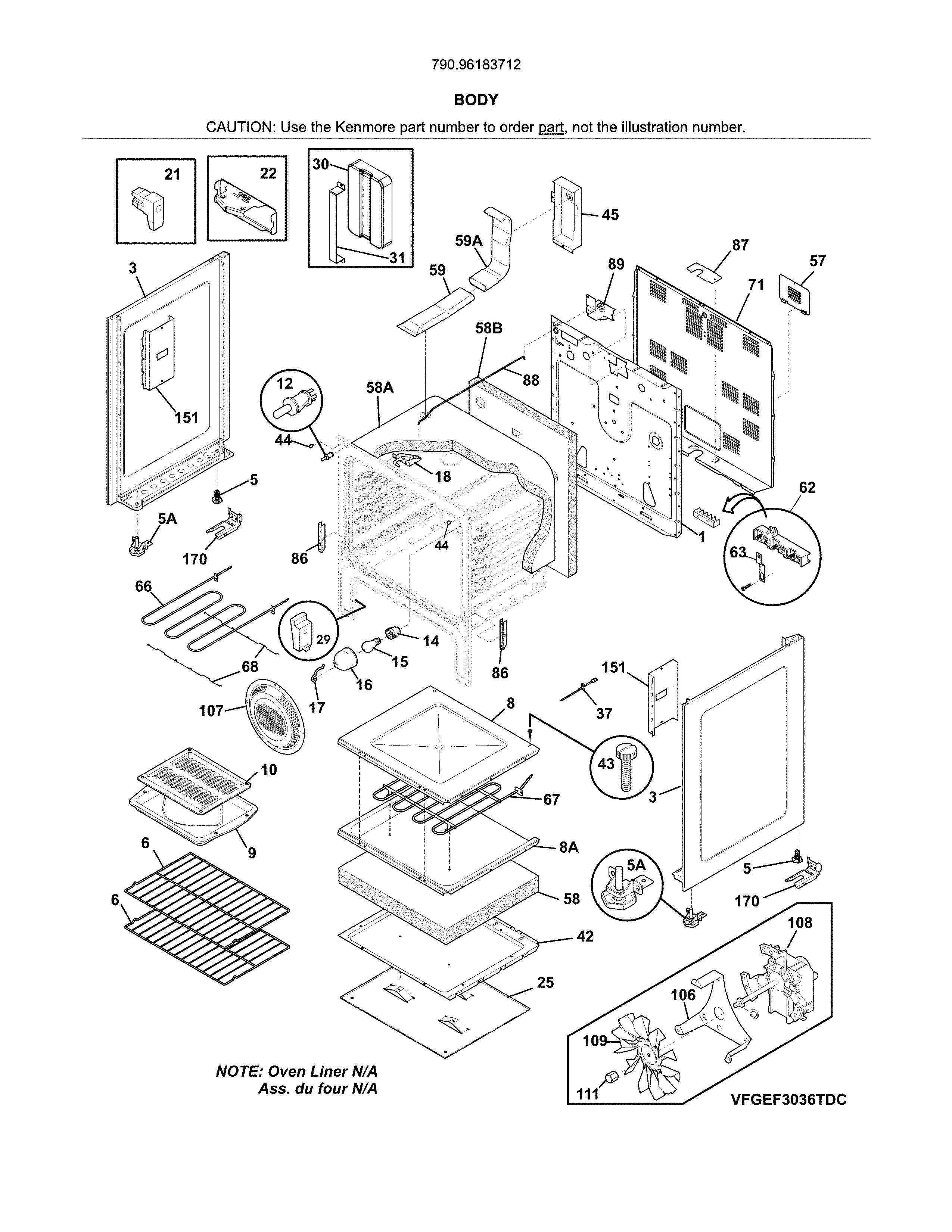 Kenmore 79096183712 body diagram