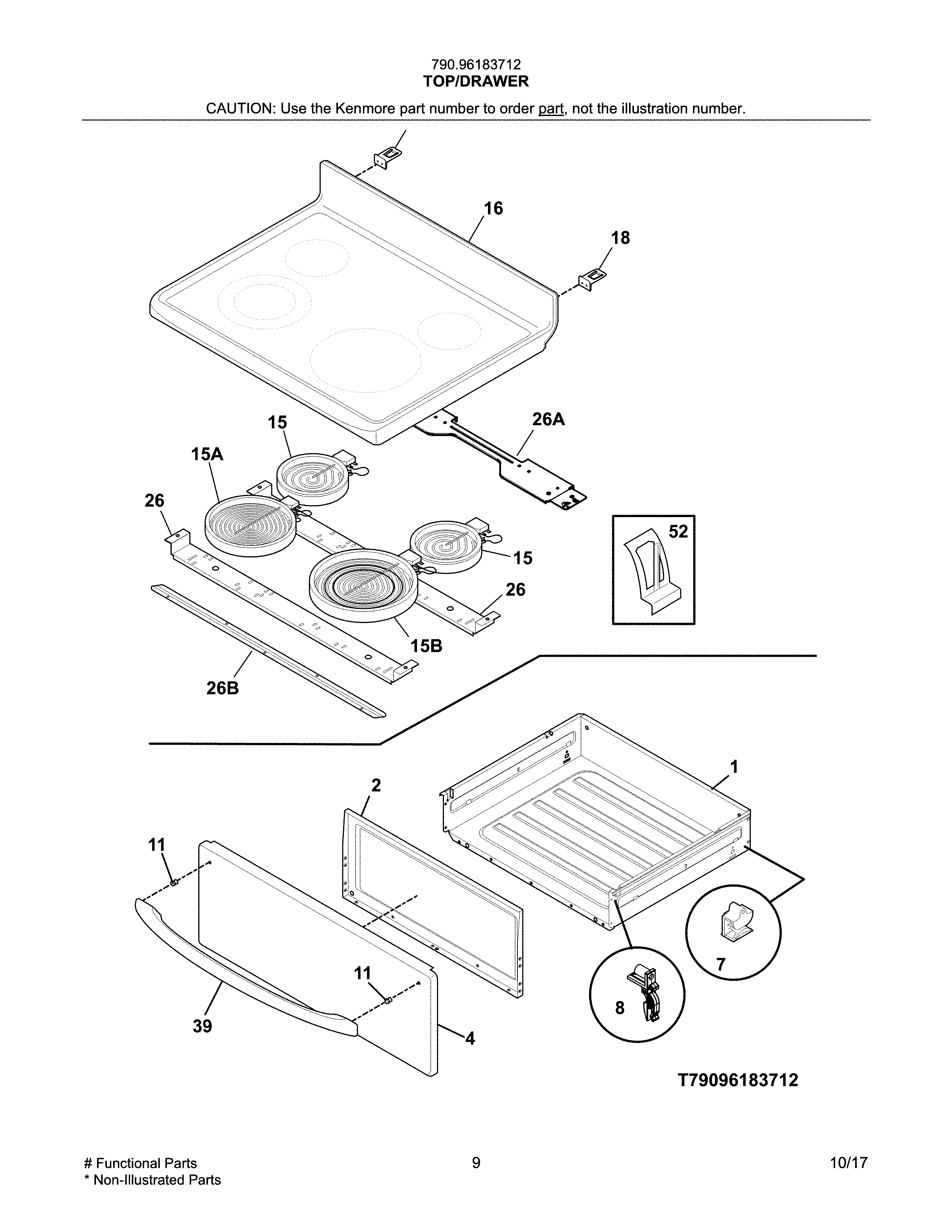 Kenmore 79096183712 top/drawer diagram