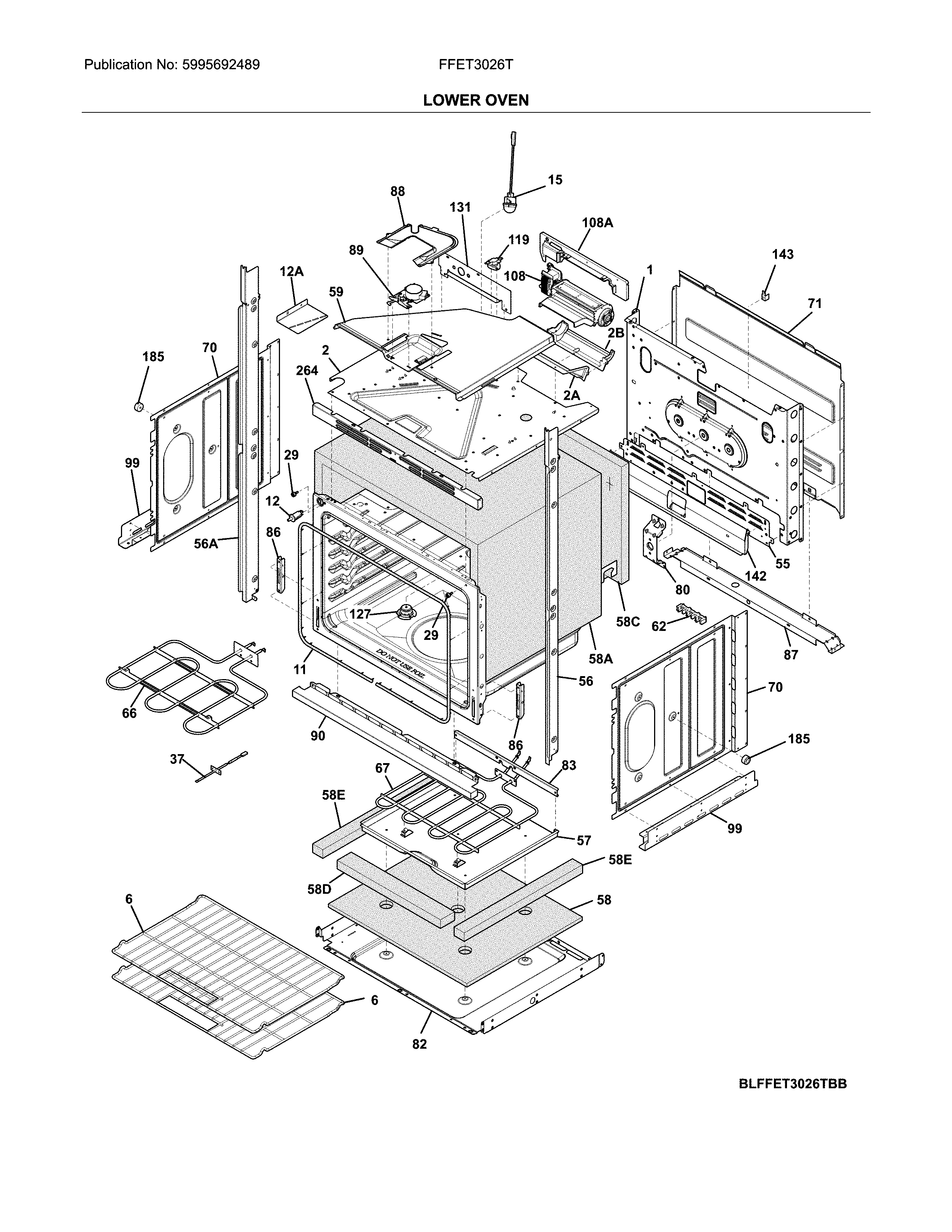 Frigidaire FFET3026TSB lower oven diagram