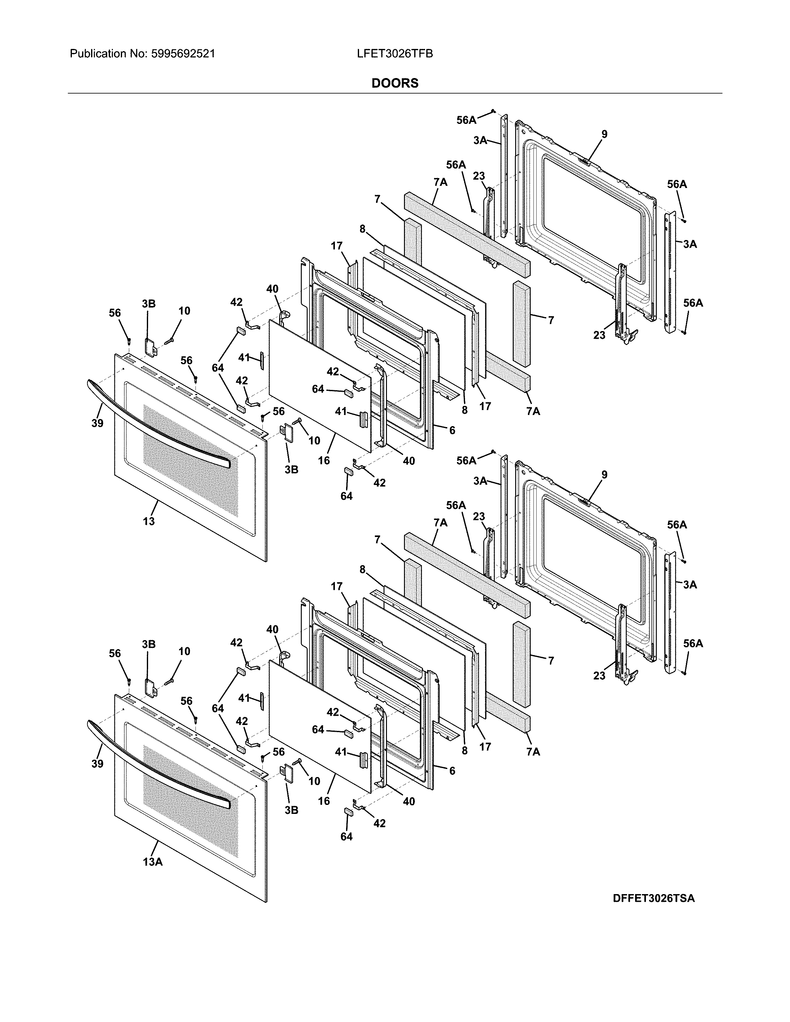 Frigidaire LFET3026TFB doors diagram