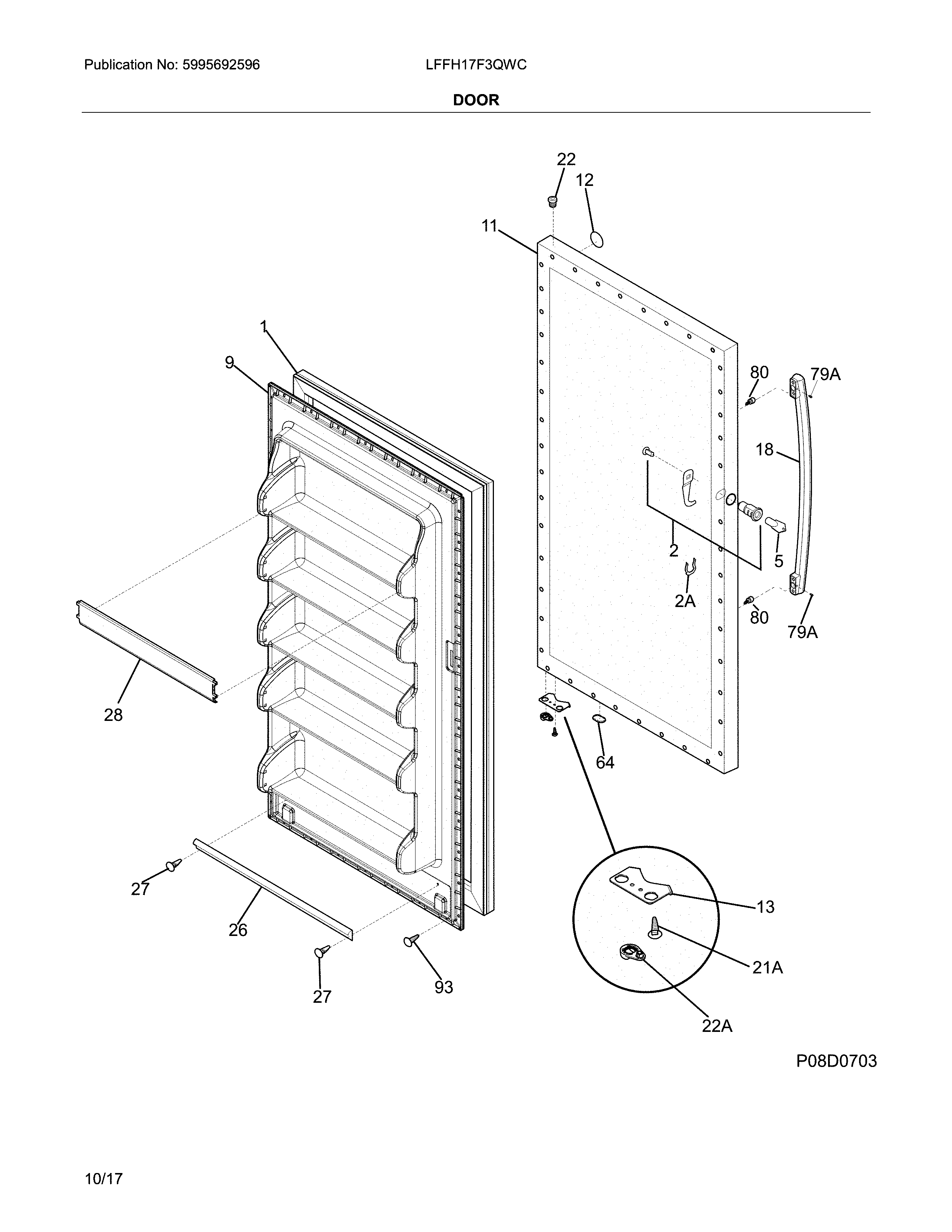 Frigidaire LFFH17F3QWC door diagram