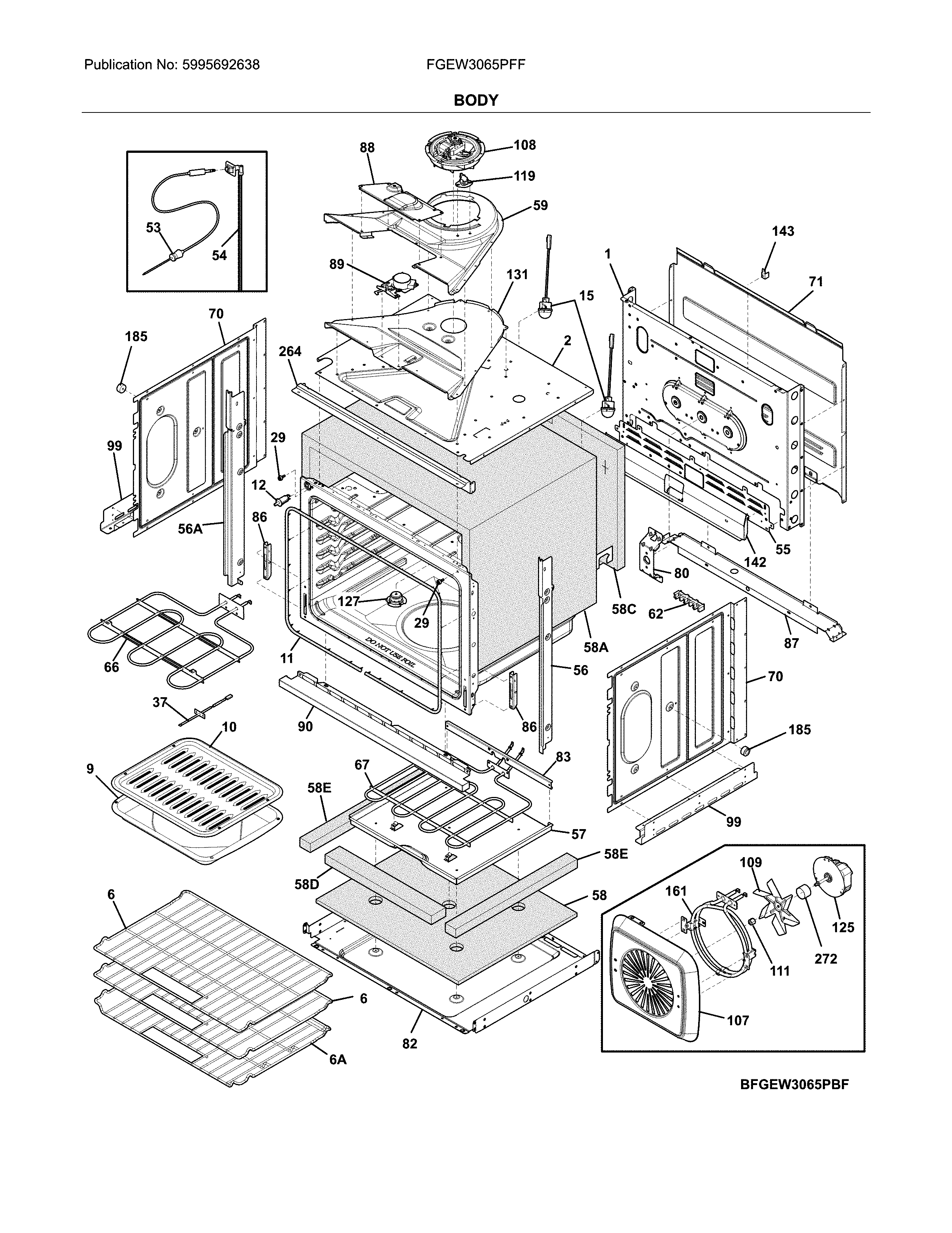 Frigidaire FGEW3065PFF body diagram