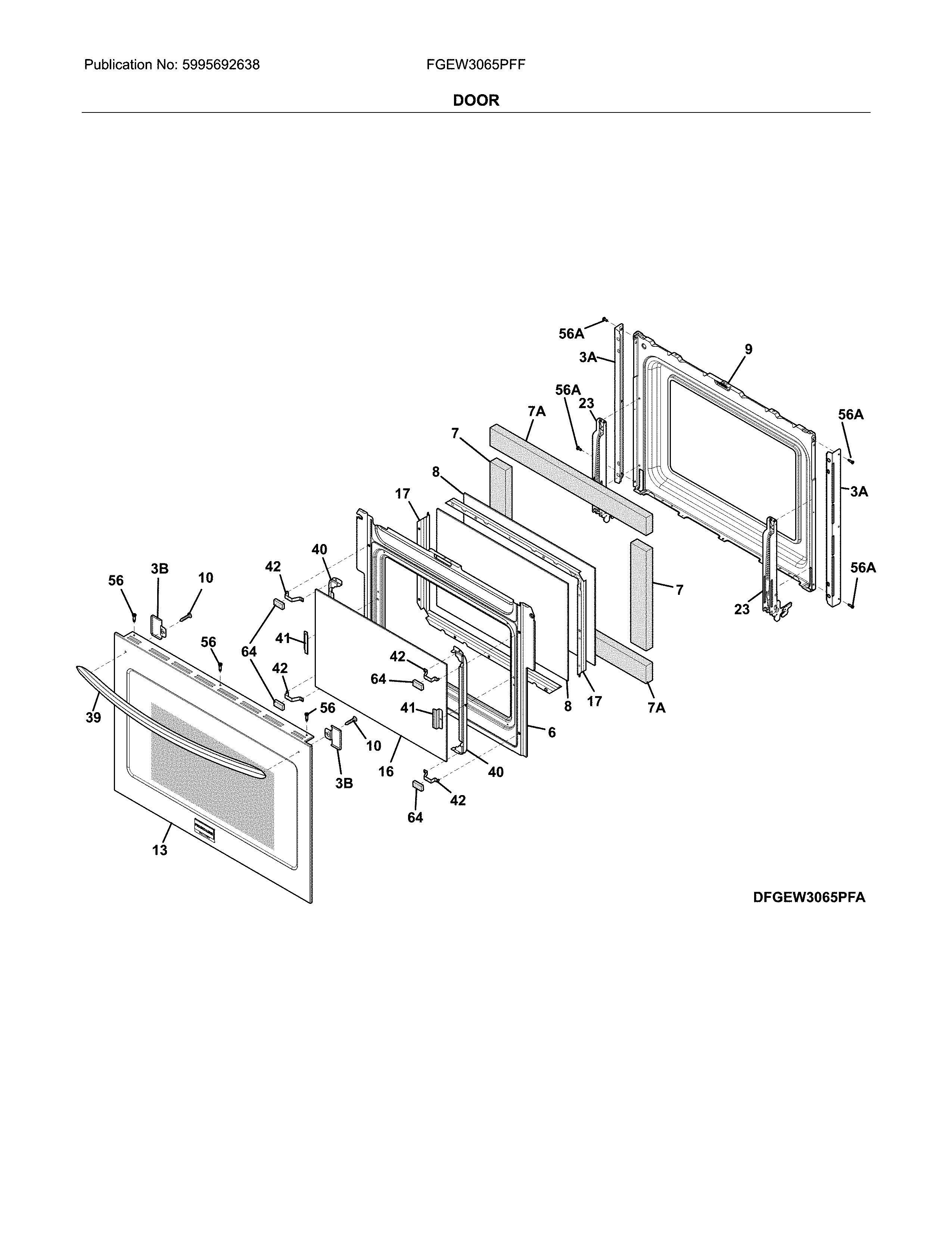 Frigidaire FGEW3065PFF door diagram