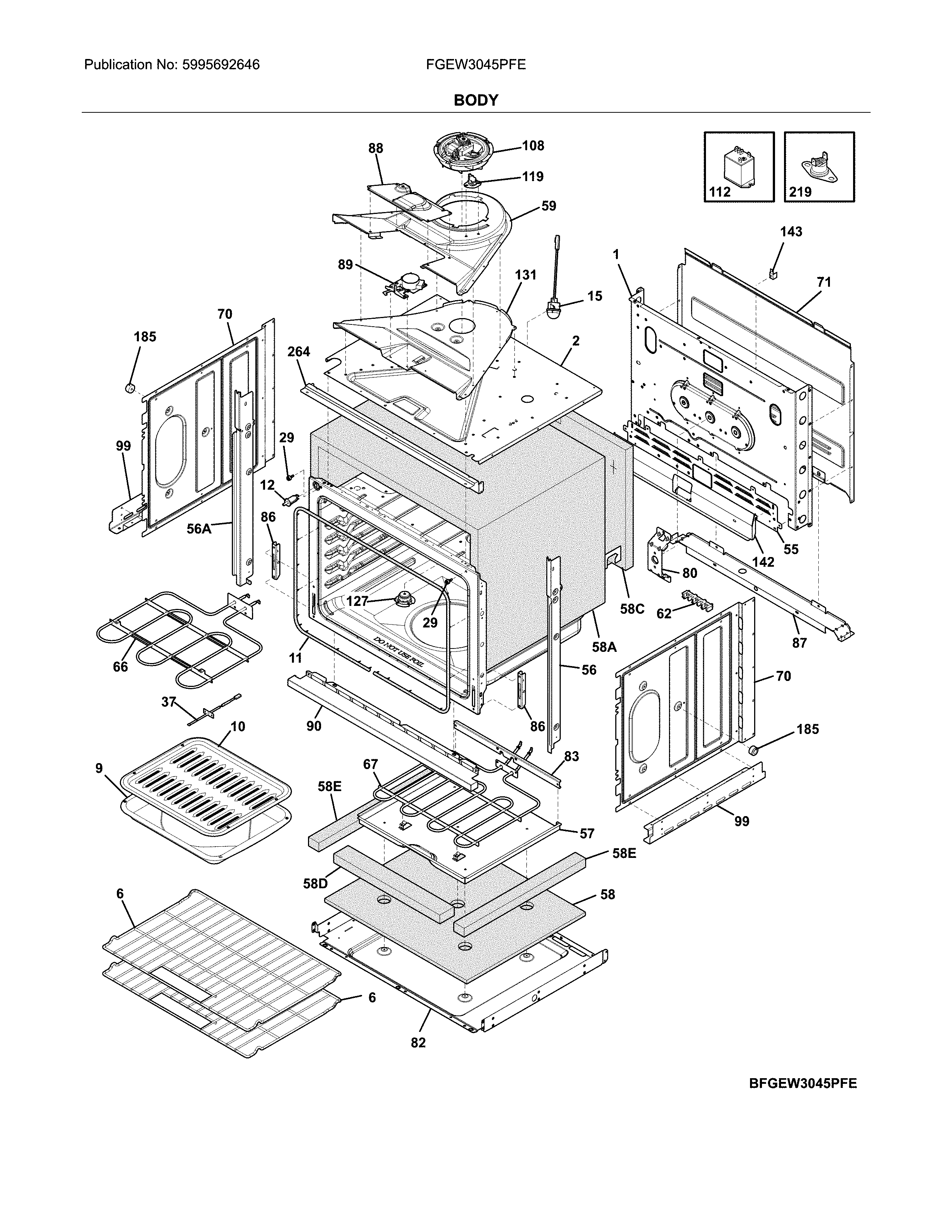 Frigidaire FGEW3045PFE body diagram