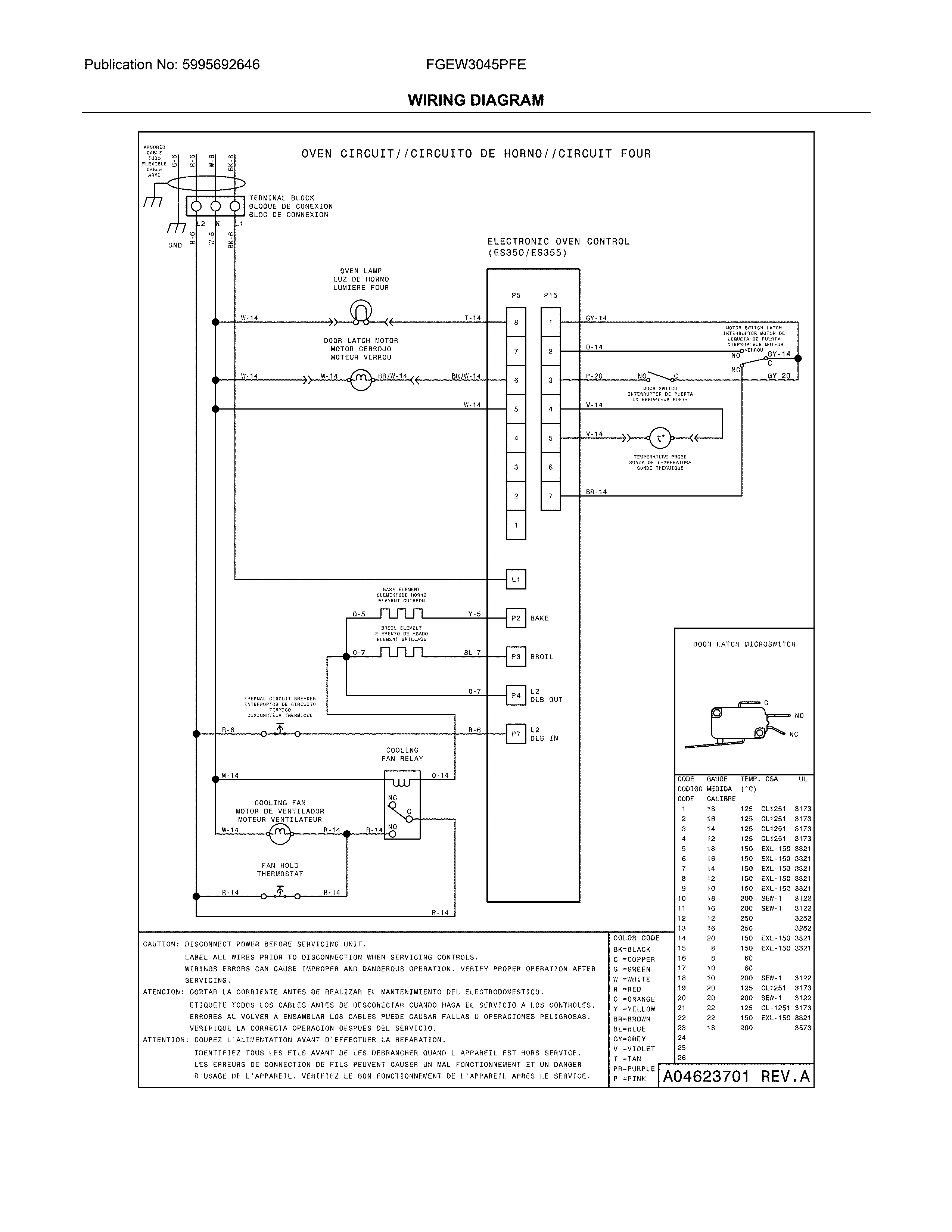 Frigidaire FGEW3045PFE wiring diagram diagram