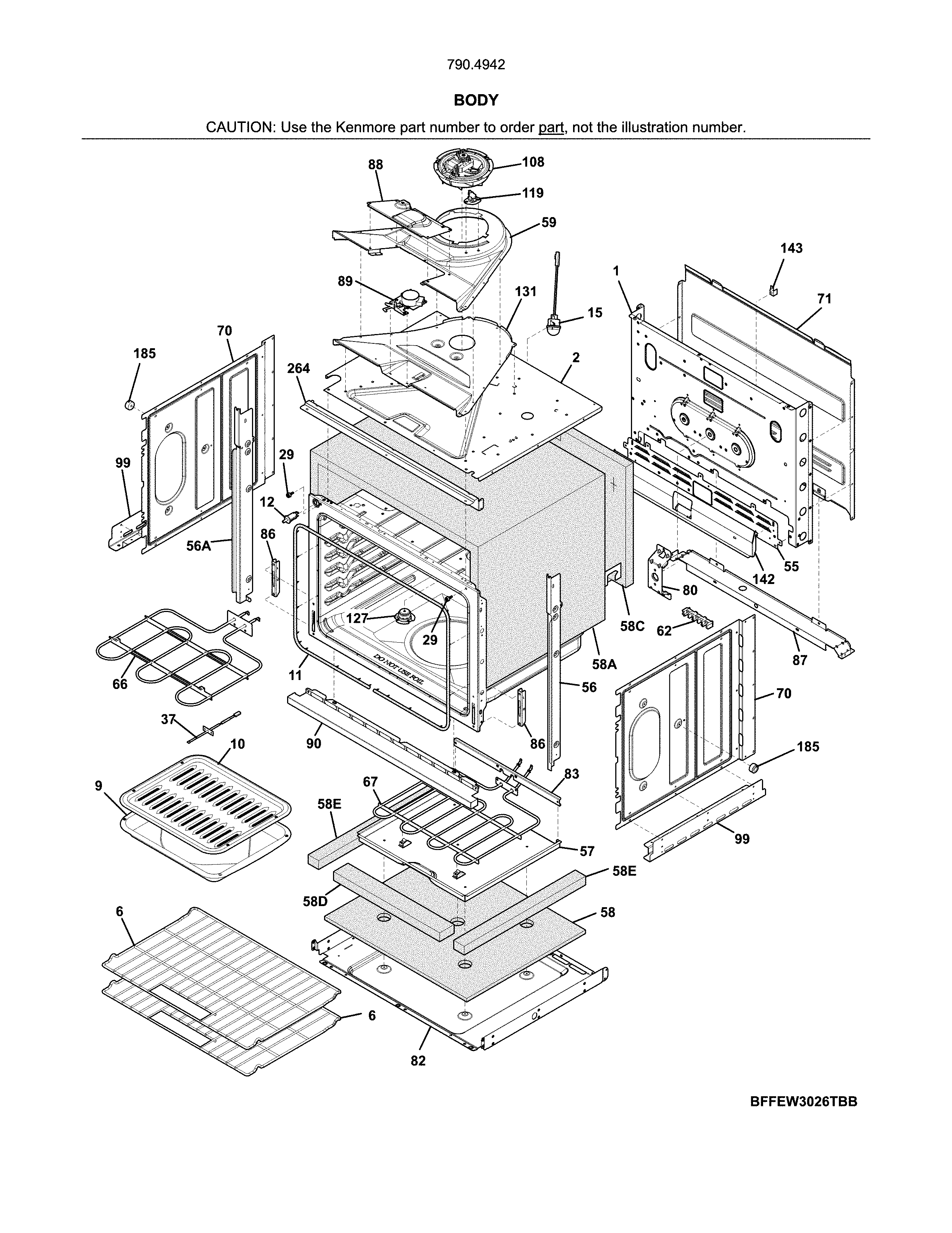 Kenmore 79049429315 body diagram
