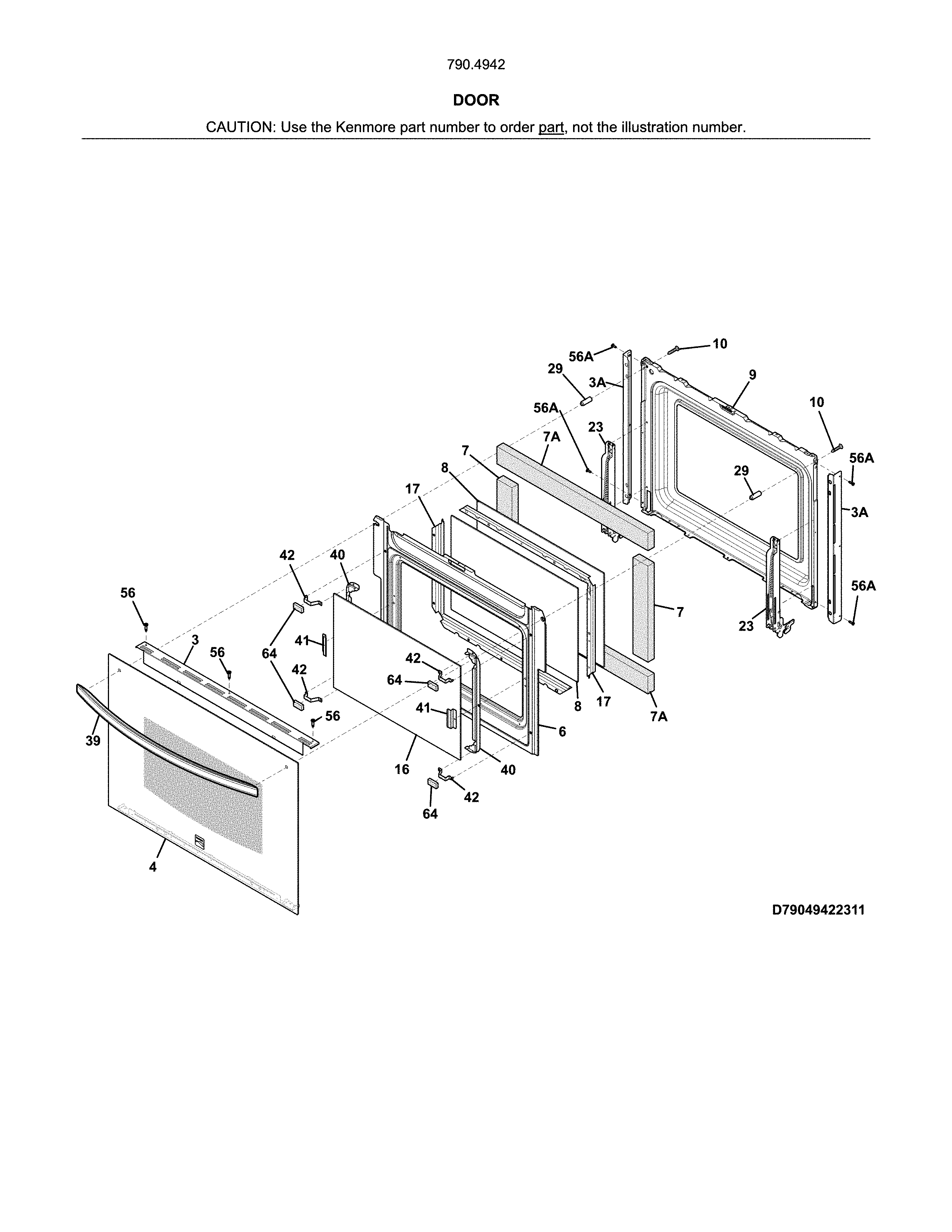 Kenmore 79049429315 door diagram