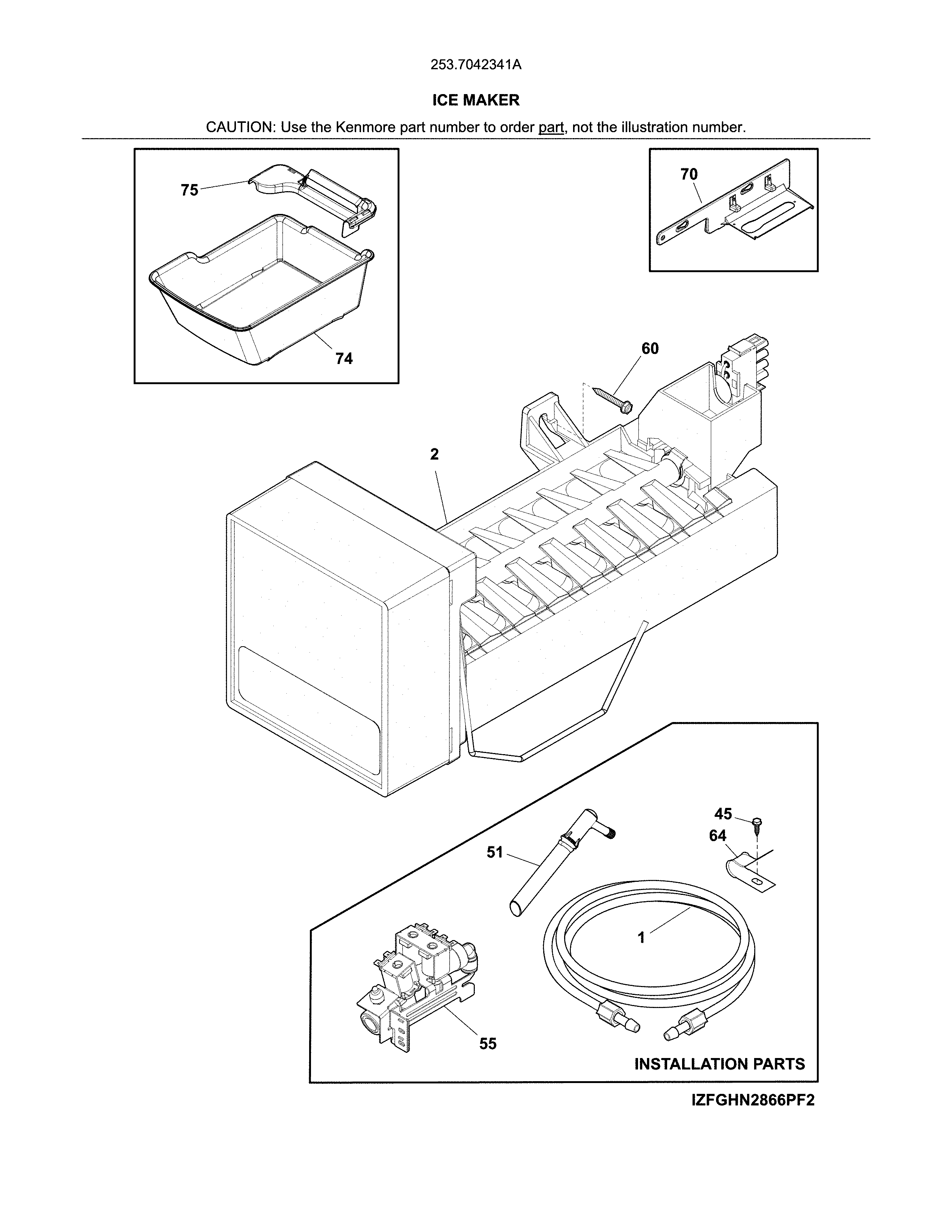 Kenmore 2537042341A ice maker diagram