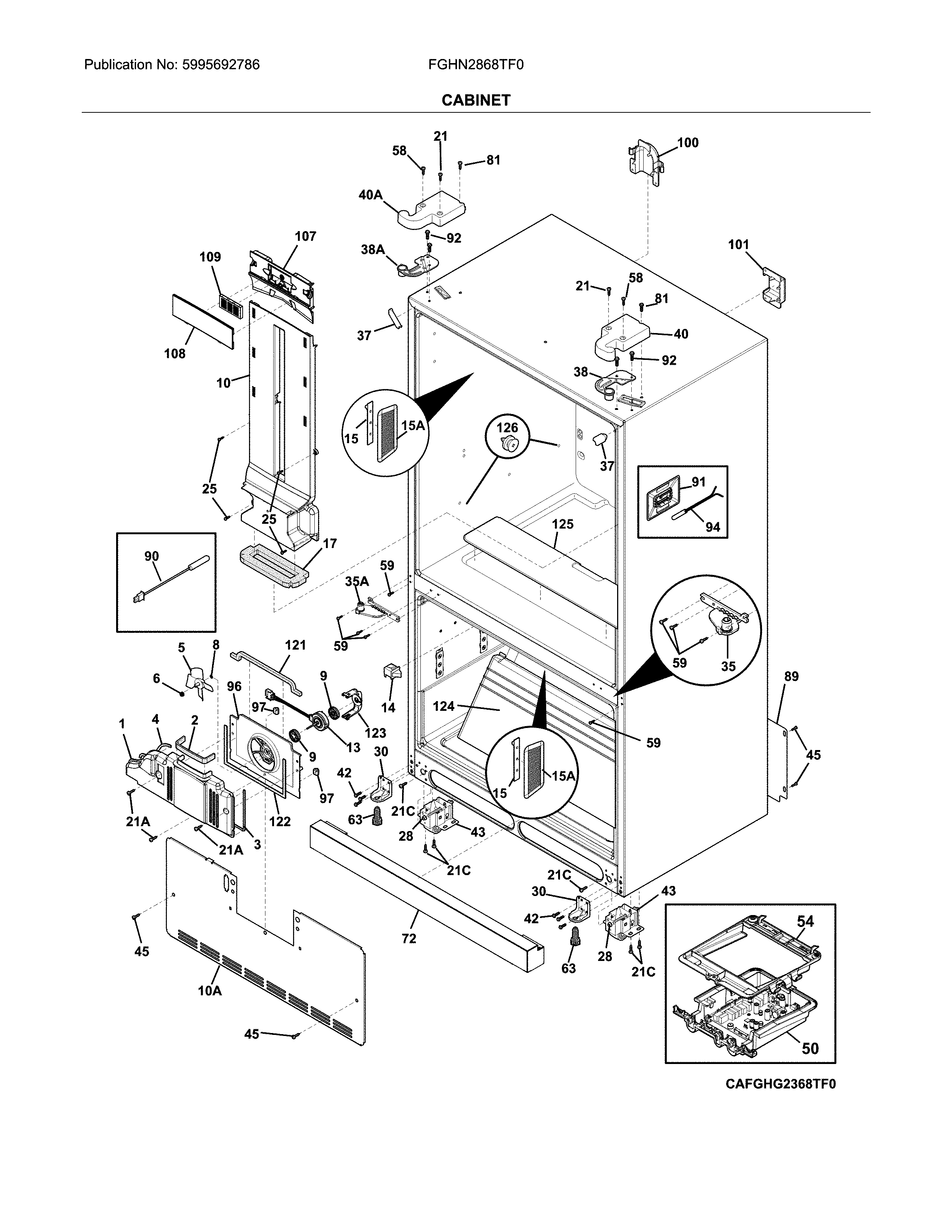 Frigidaire FGHN2868TF0 cabinet diagram
