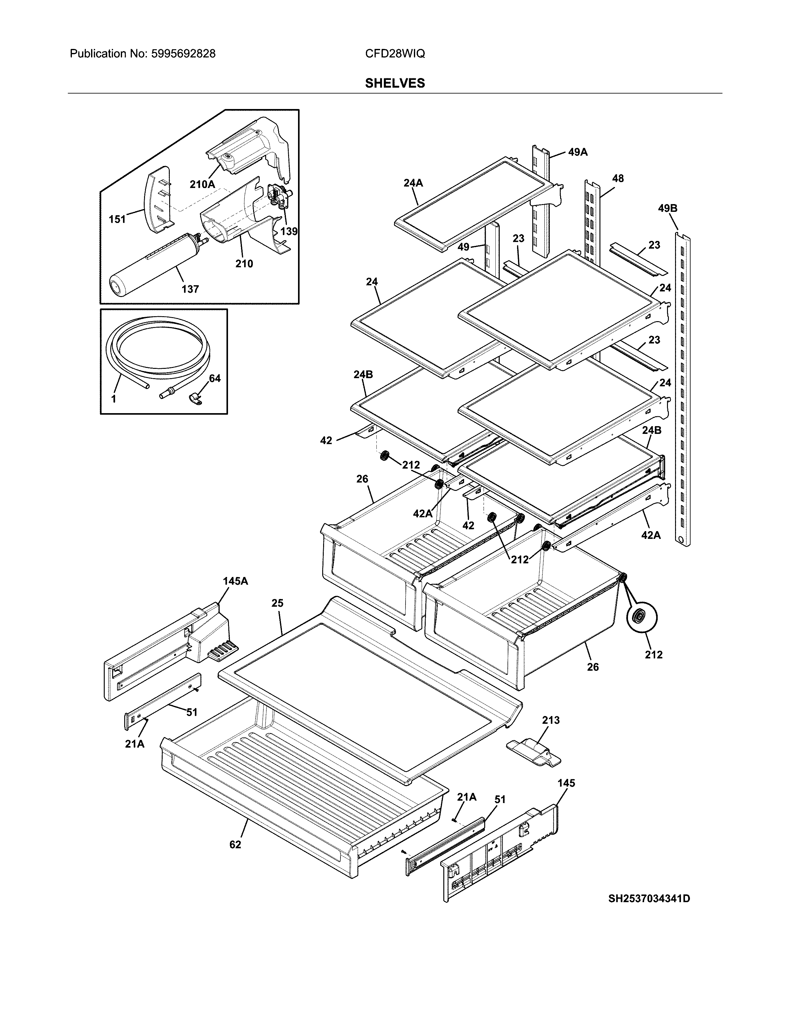 Crosley CFD28WIQSE shelves diagram