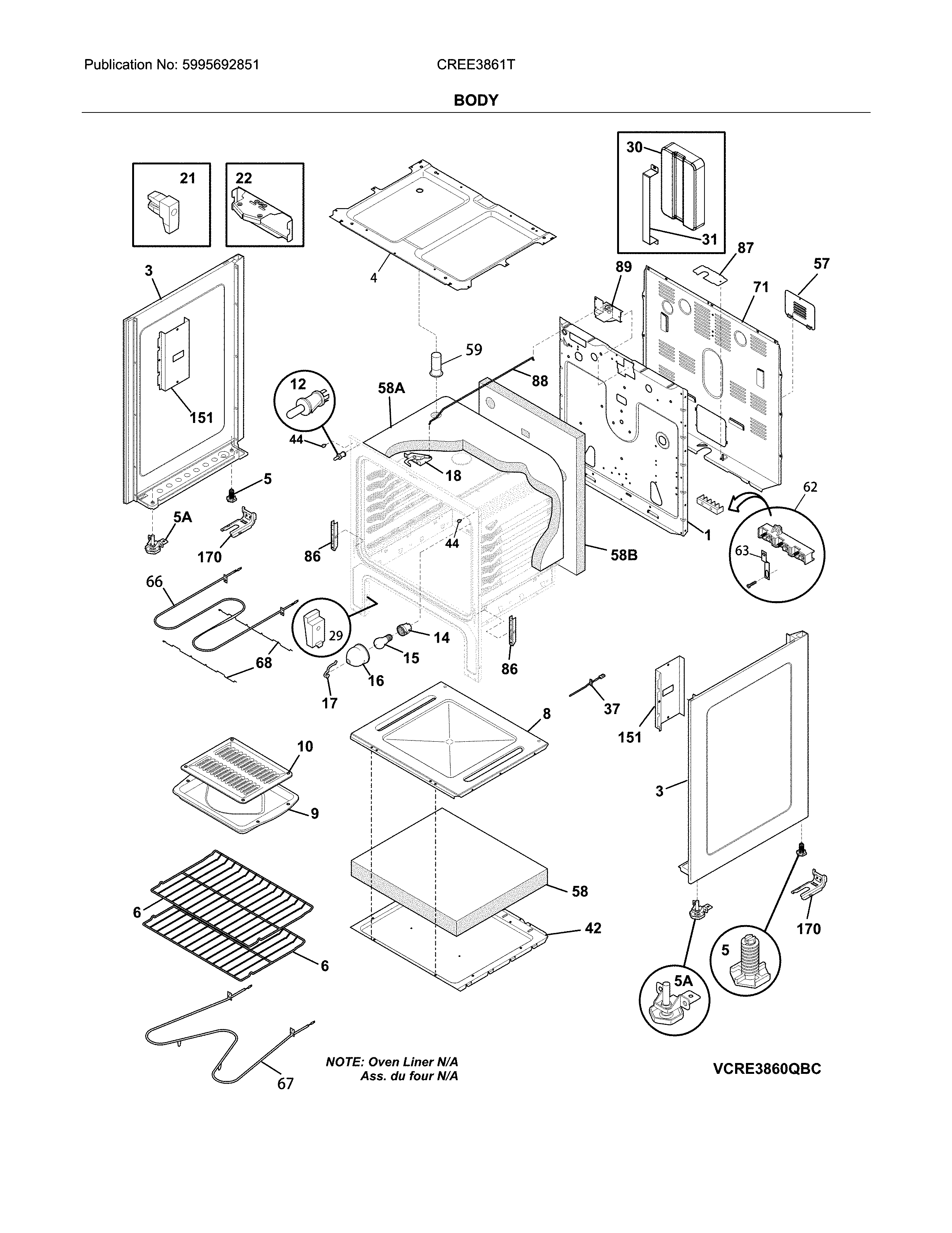 Crosley CREE3861TWA body diagram