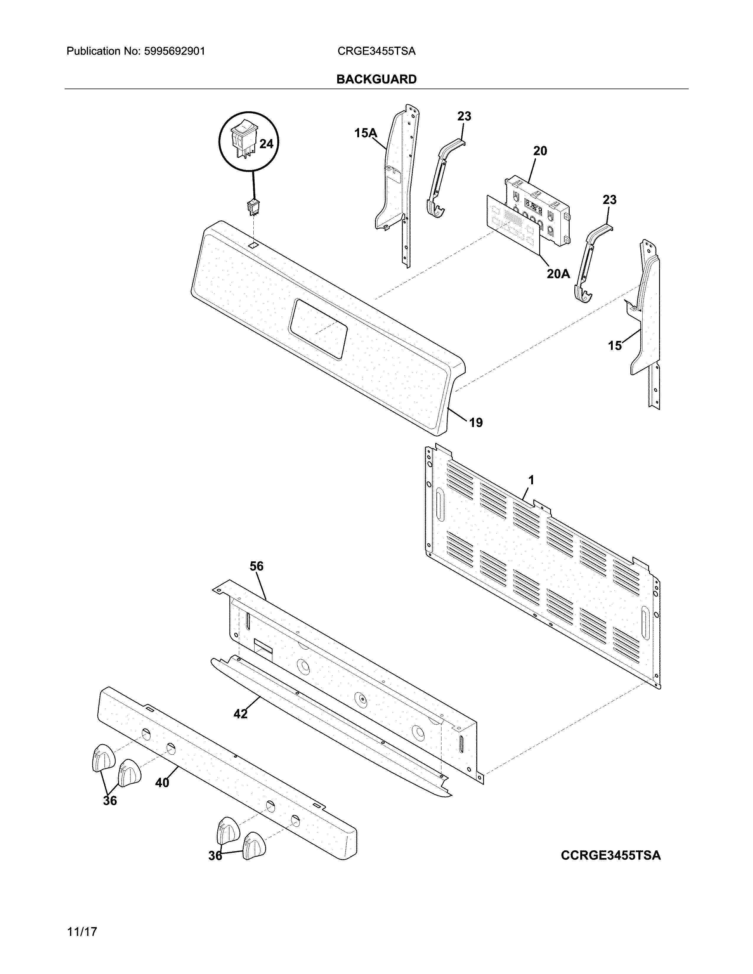 Crosley CRGE3455TSA backguard diagram