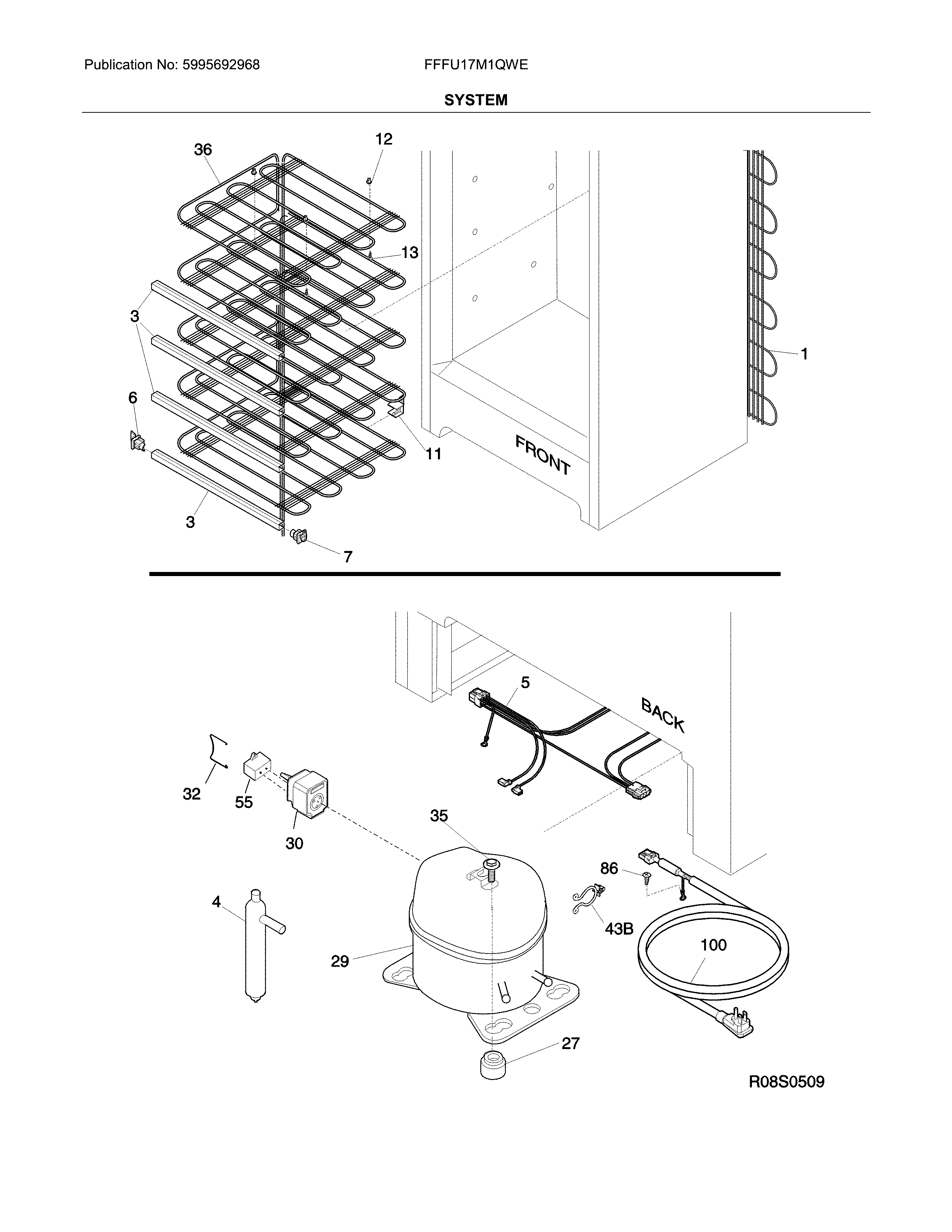 Frigidaire FFFU17M1QWE system diagram