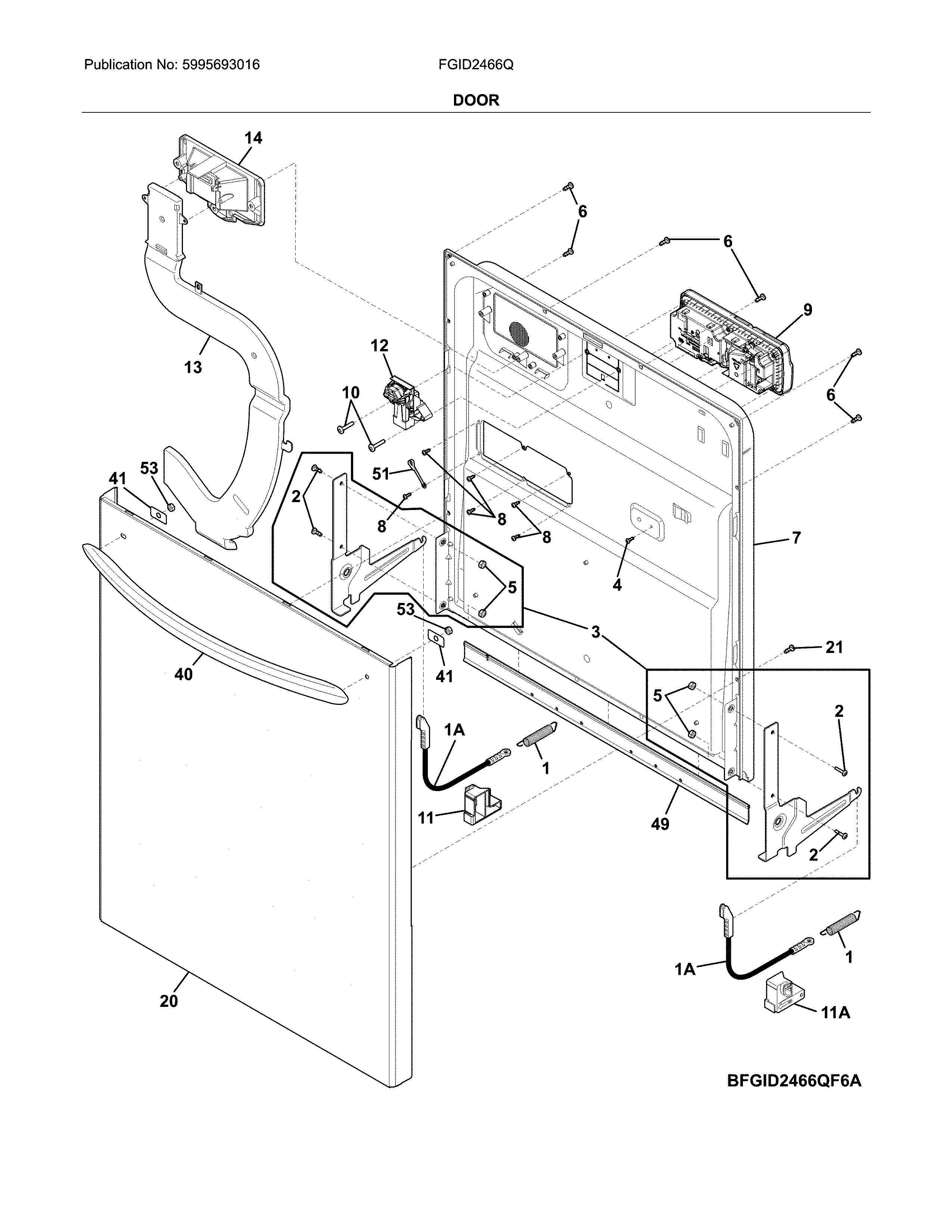 Frigidaire FGID2466QB6A door diagram