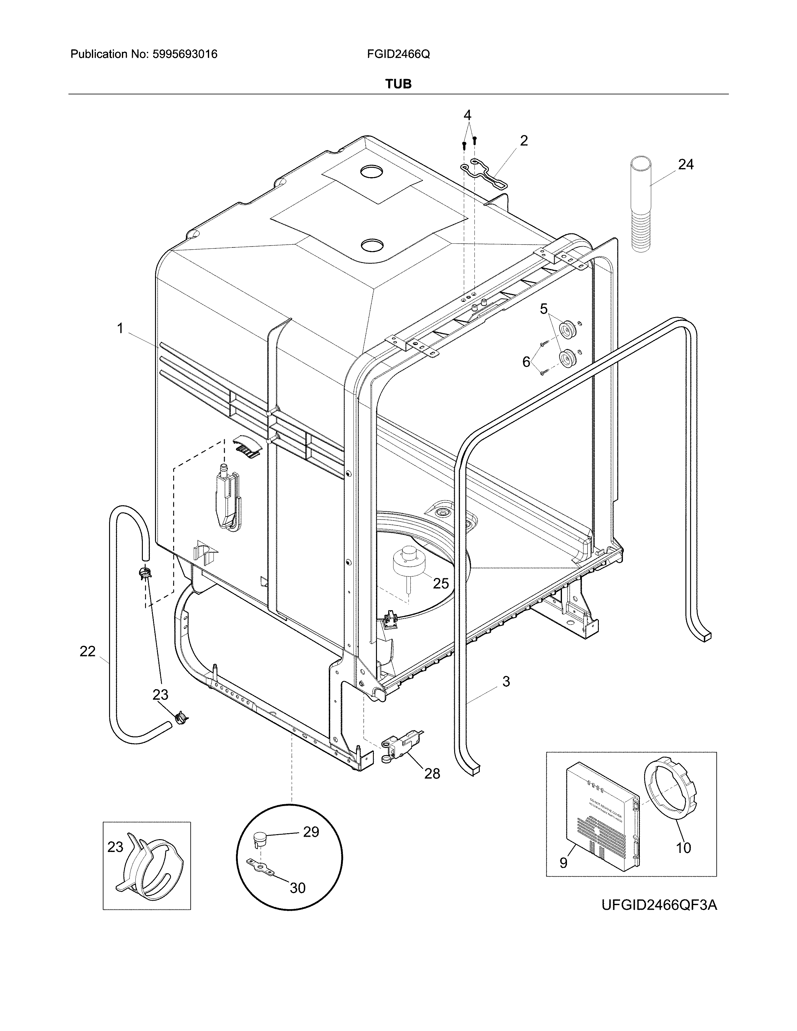 Frigidaire FGID2466QB6A tub diagram