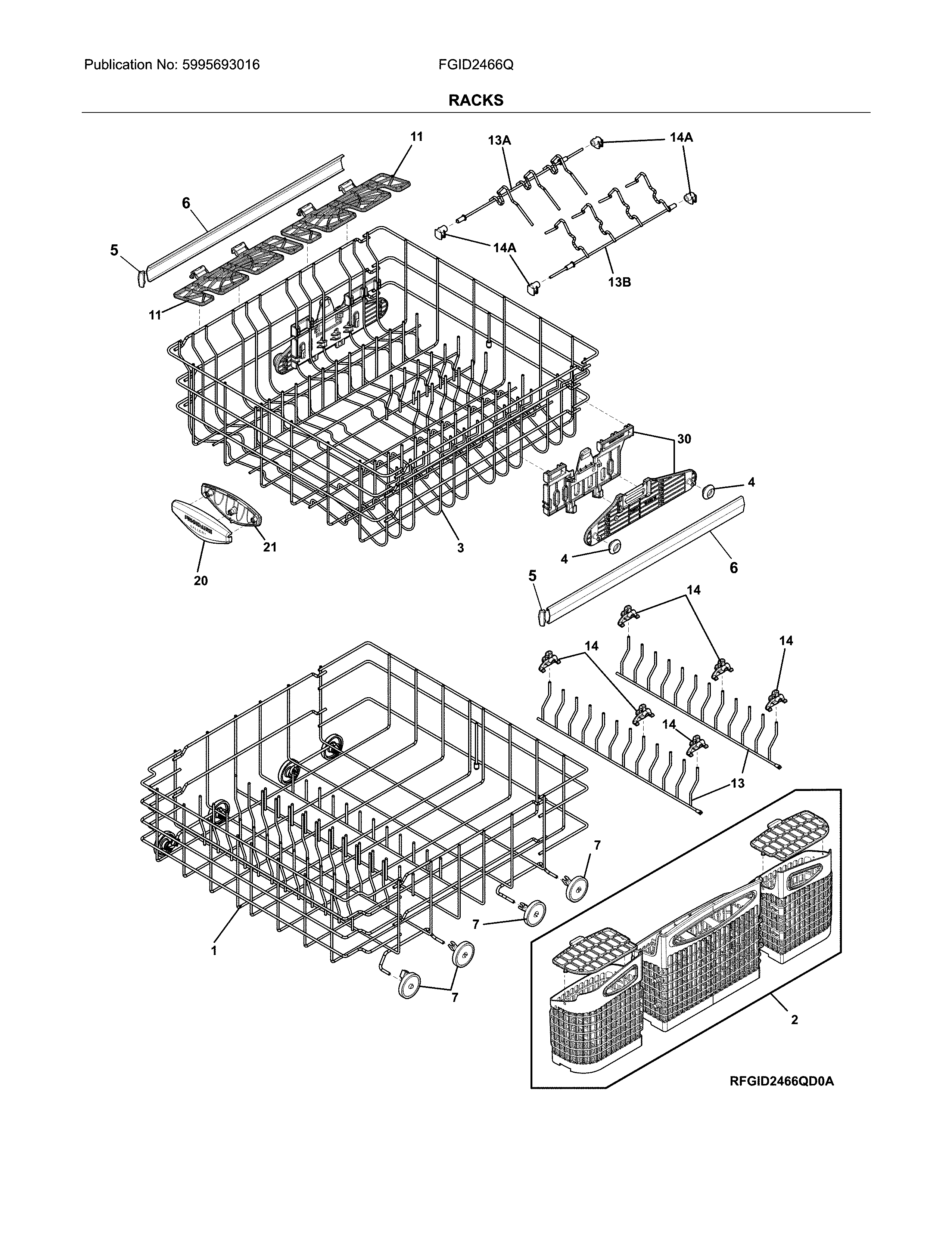 Frigidaire FGID2466QB6A racks diagram