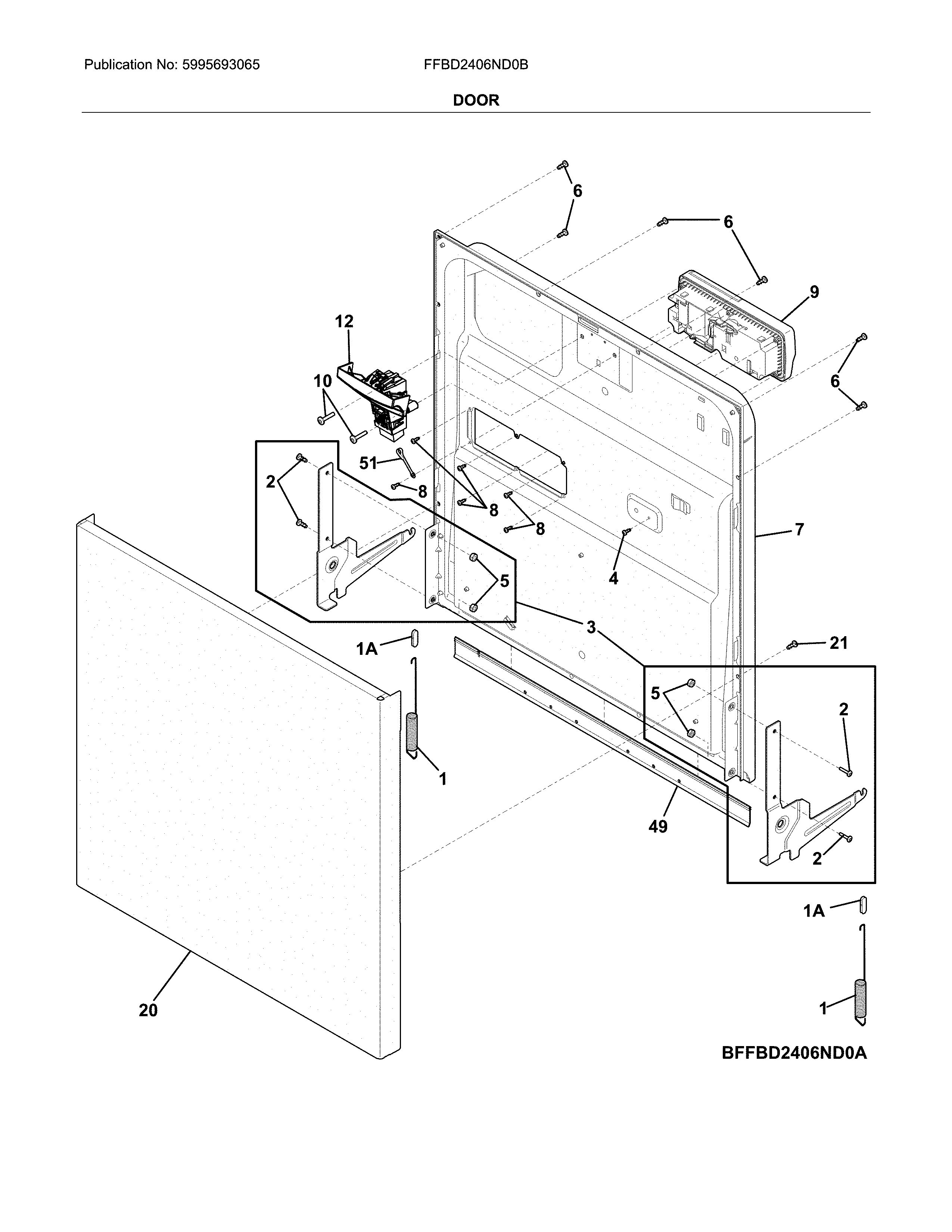 Frigidaire FFBD2406ND0B door diagram